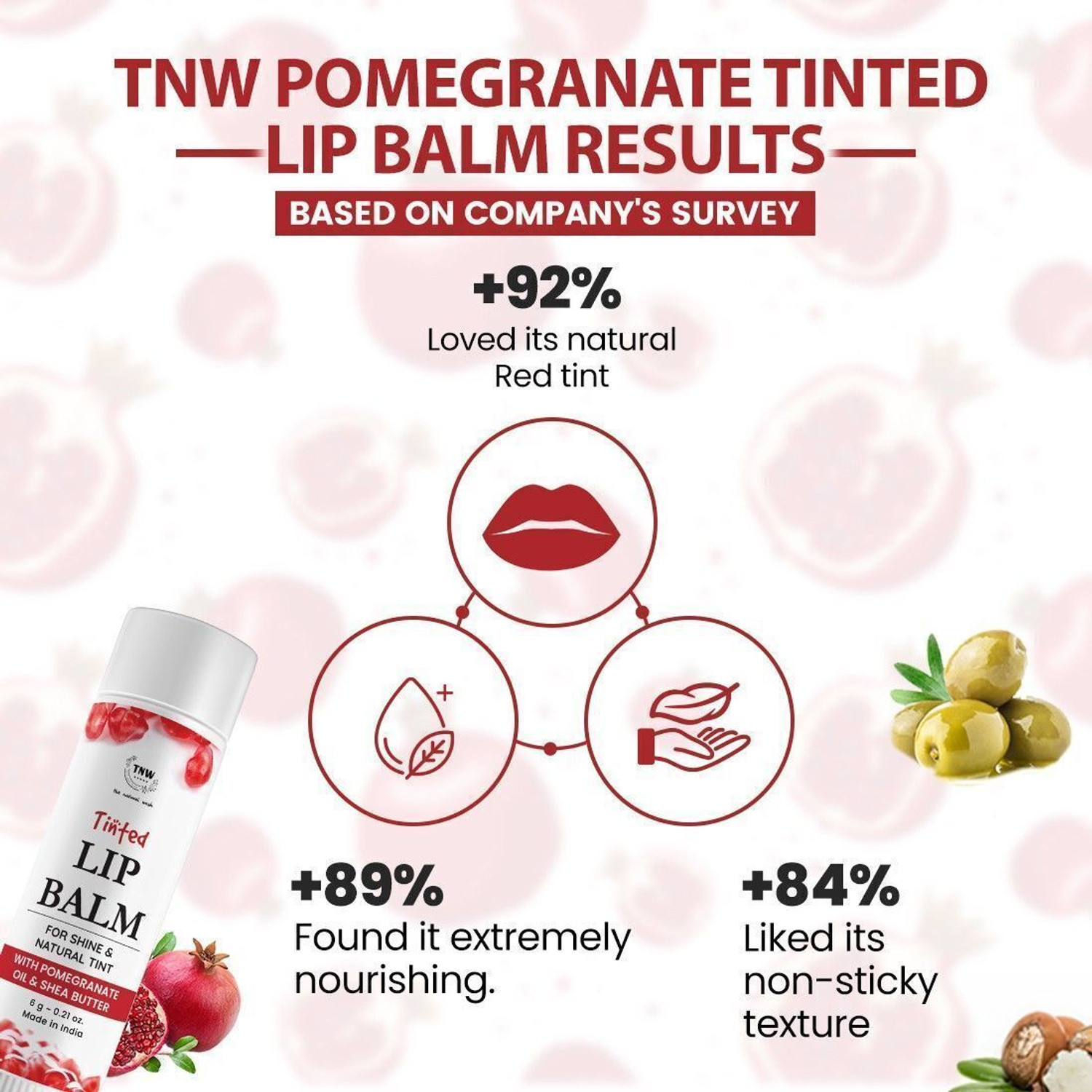 Image of TNW - The Natural Wash Pomegranate Tinted Lip Balm | Shea Butter For Hydrated Lips All Day Pomegranate Oil &, Shea Butter