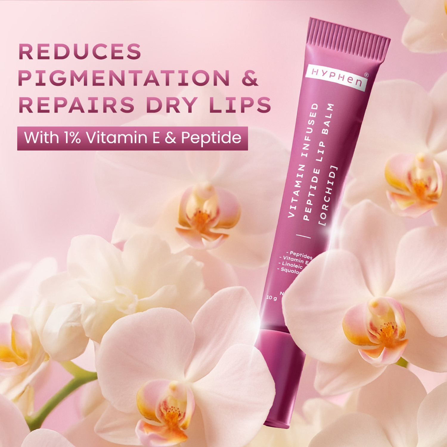 Image of HYPHEN Tinted Lip Balm | Brightens Dark Lips | 1% Vitamin E, Peptide | Orchid, Mauve Orchid