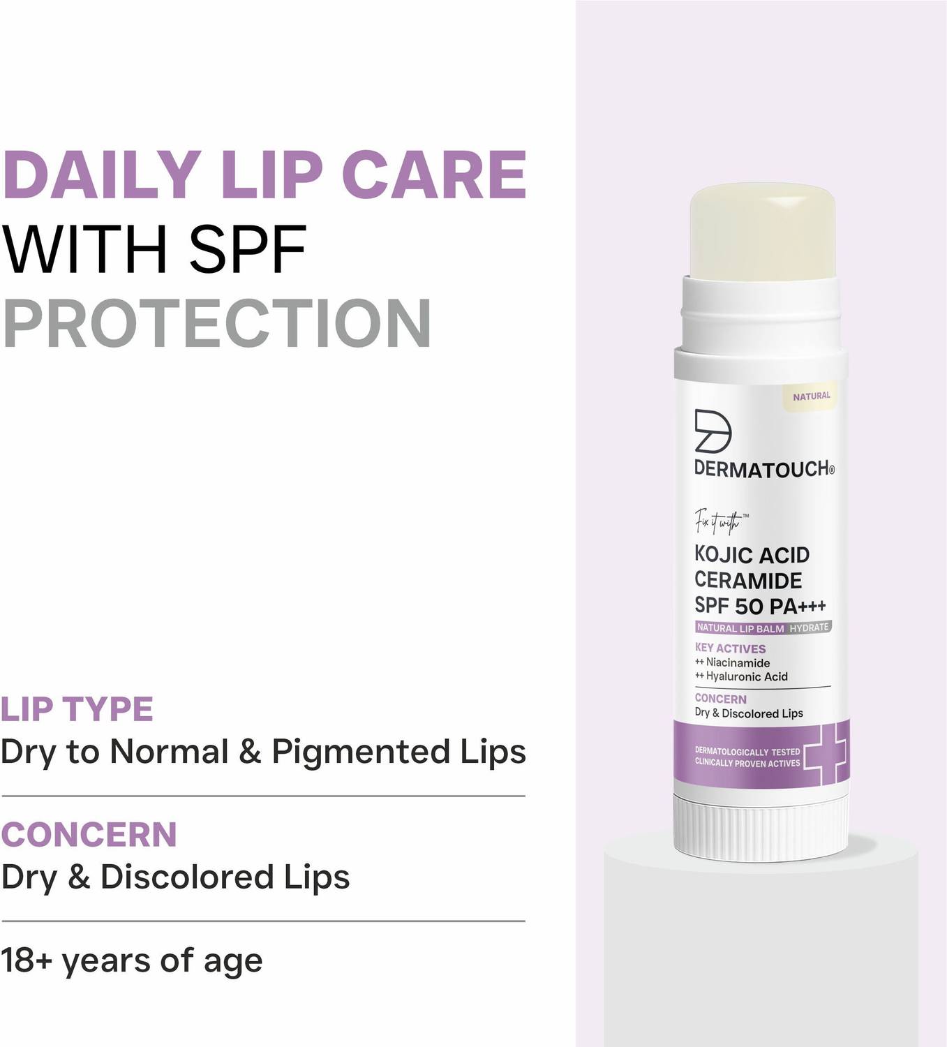 Dermatouch Kojic Acid Ceramide SPF 50 Lip Balm - Image 3