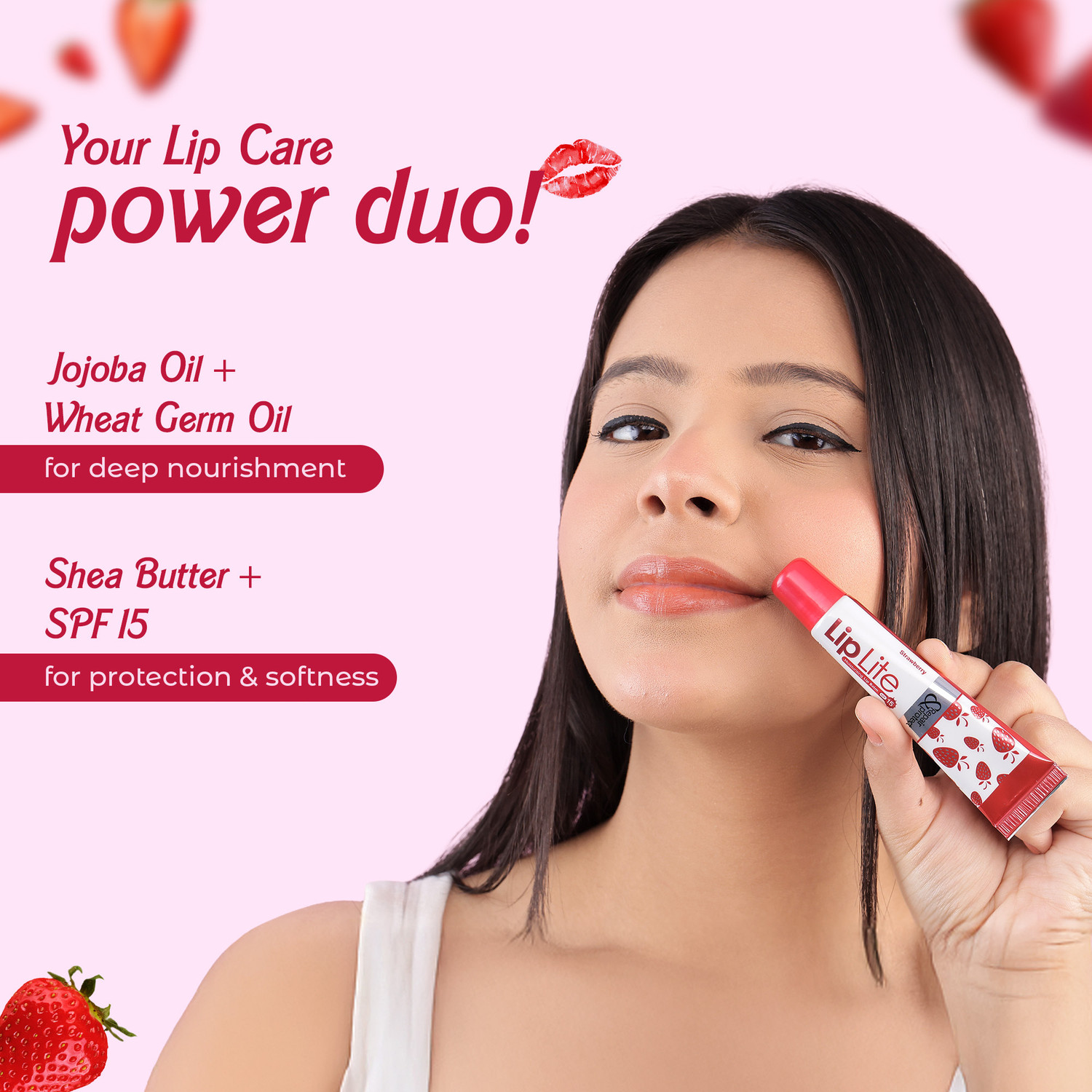 Image of Leeford Lip Lite Strawberry Moisturizing Lip Balm with SPF 15 Strawberry