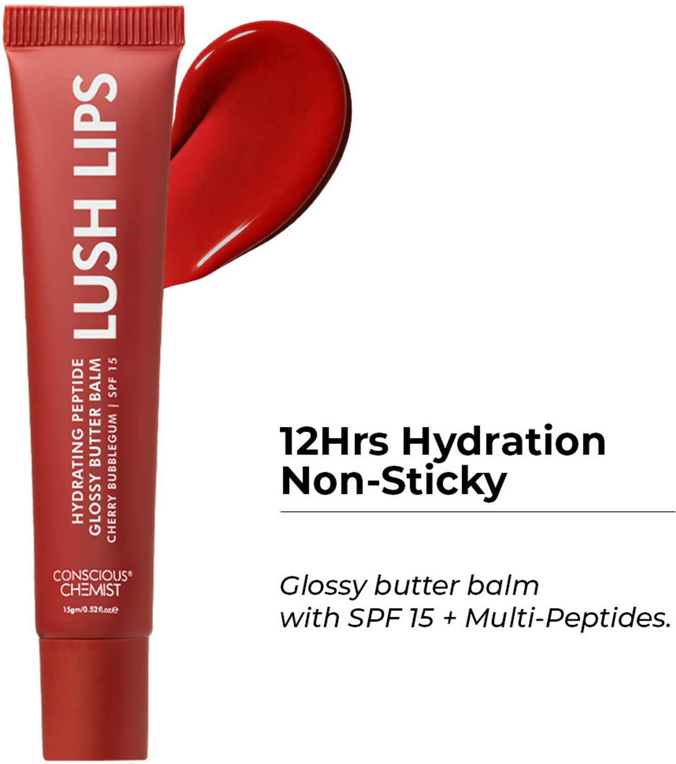 Image of Conscious Chemist Peptide Lip Balm SPF15 | Moisturizing & Sun Protection | Cherry Bubblegum Cherry Bubblegum