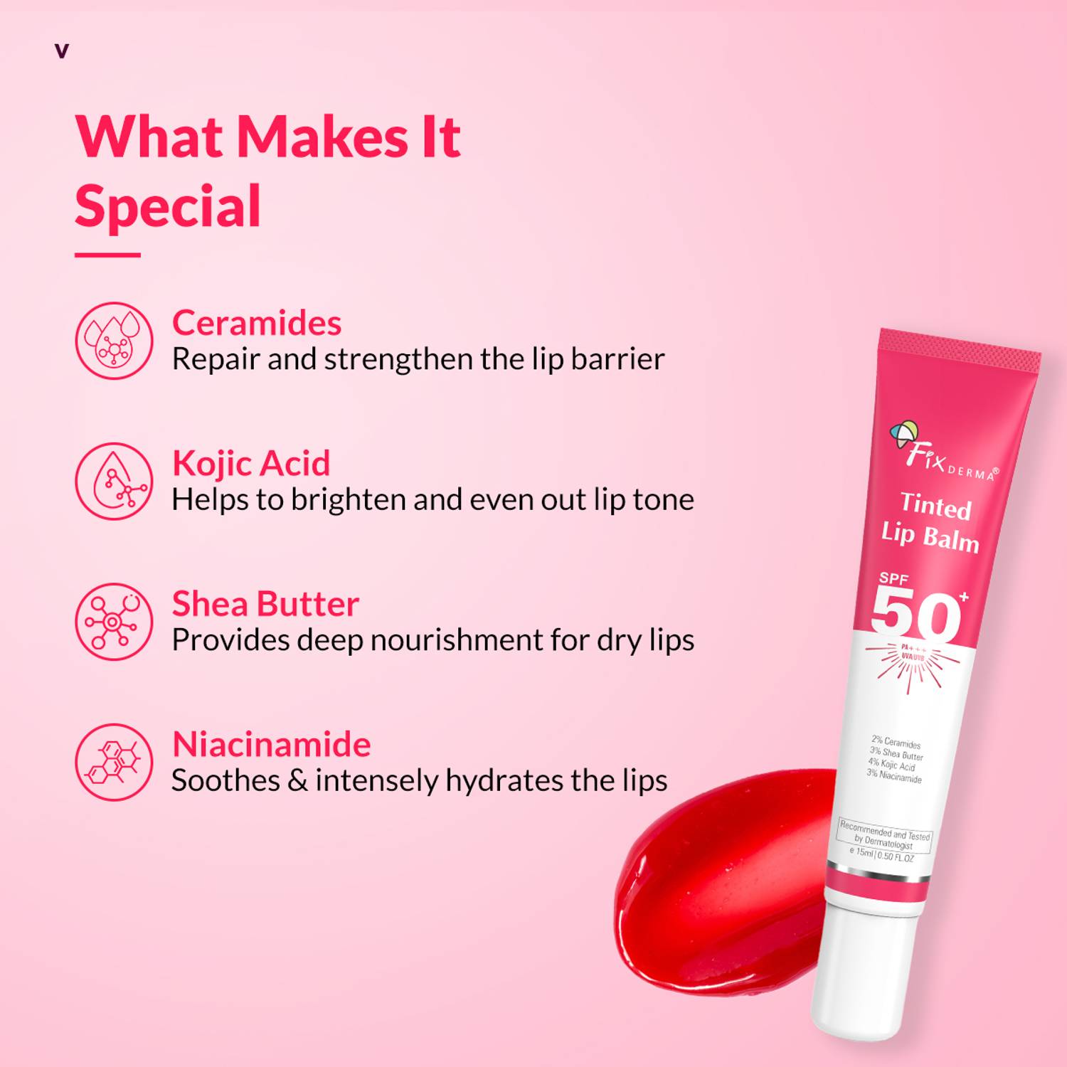 Fixderma 4% Kojic Acid Tinted Lip Balm - Image 4