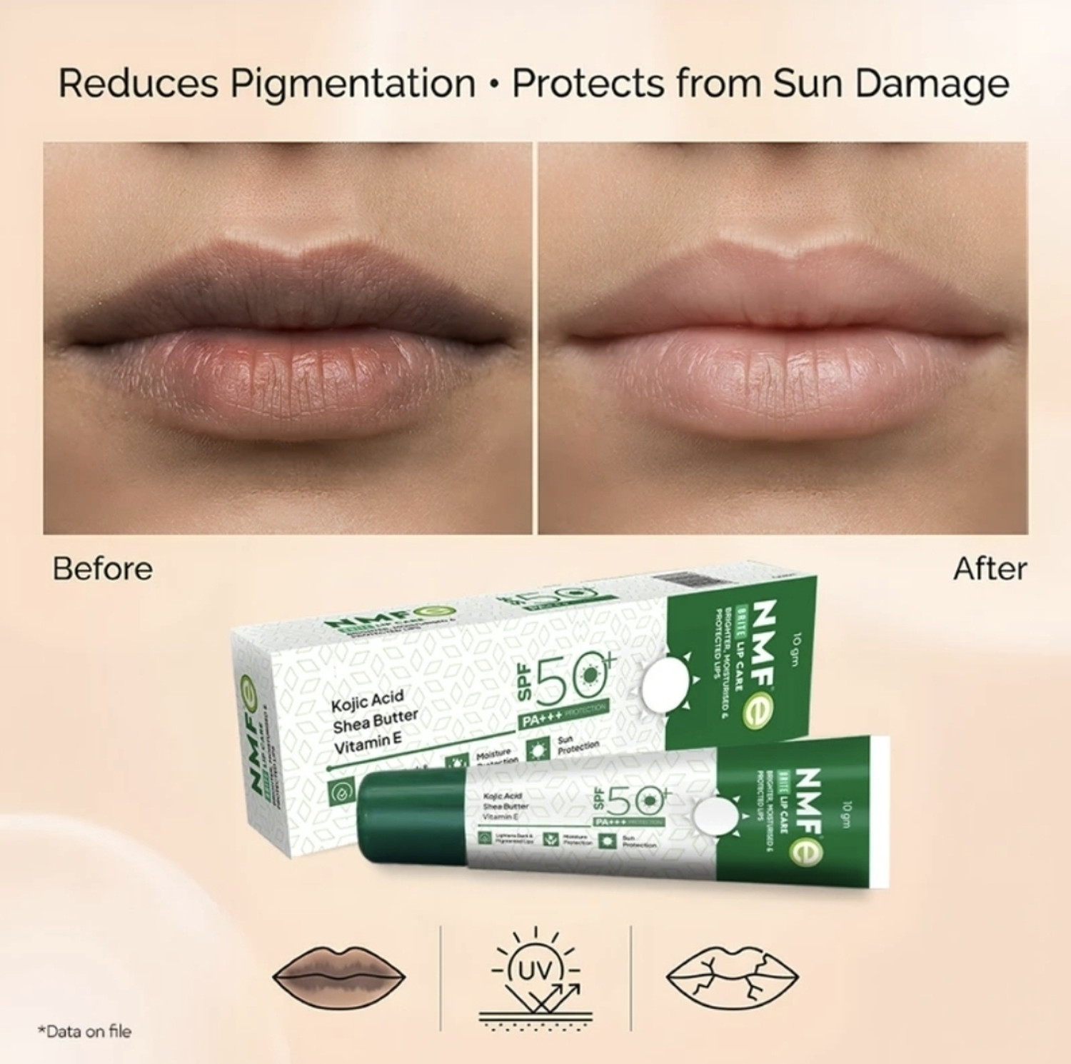 Image of NMF e NMFe Brite Lip Care SPF 50 PA+++, Lip Brightening And Hydrating Balm Shea Butter