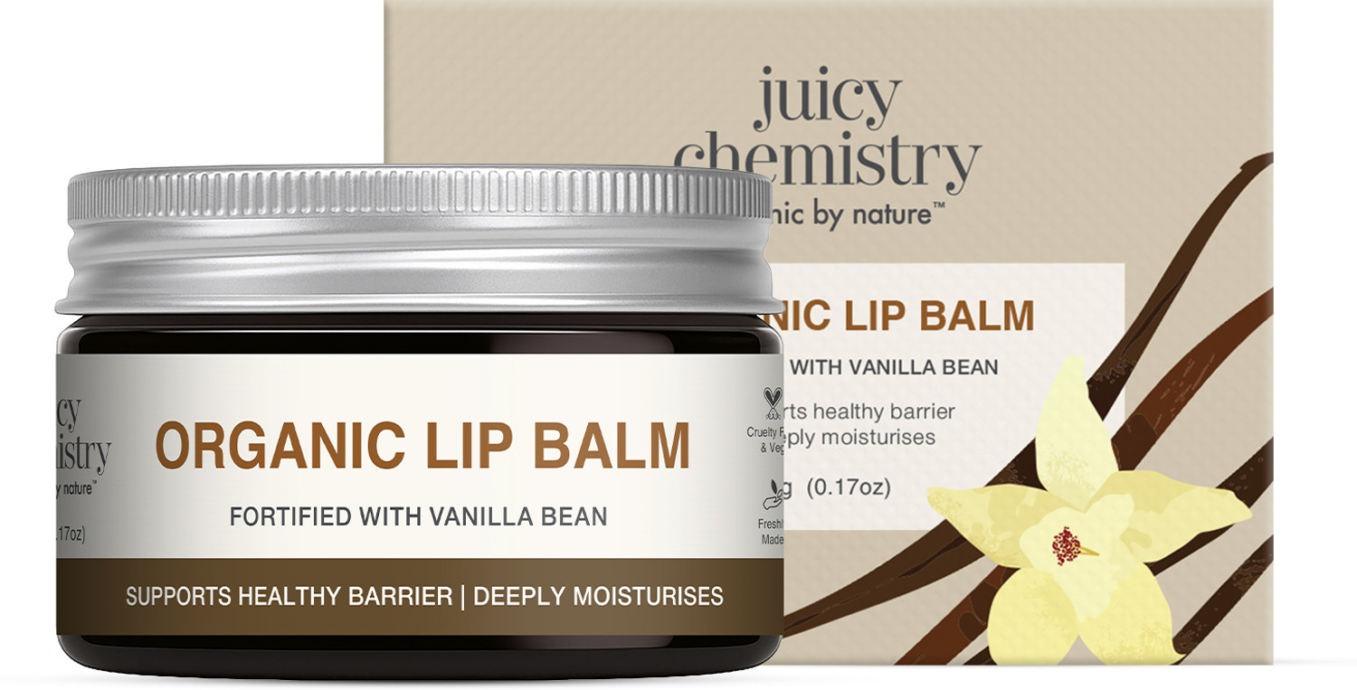 Juicy Chemistry Organic Lip Balm | Deeply Moisturising & Nourishing Lip Care | 100% Natural Vanilla Bean