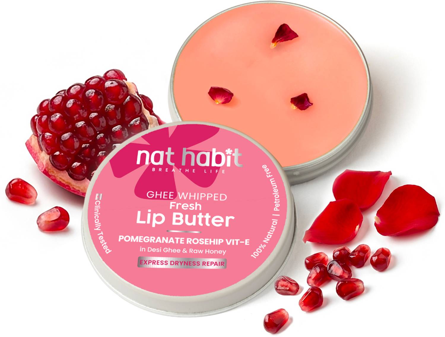 Nat Habit Pomegranate Rose Lip Balm - Image 1
