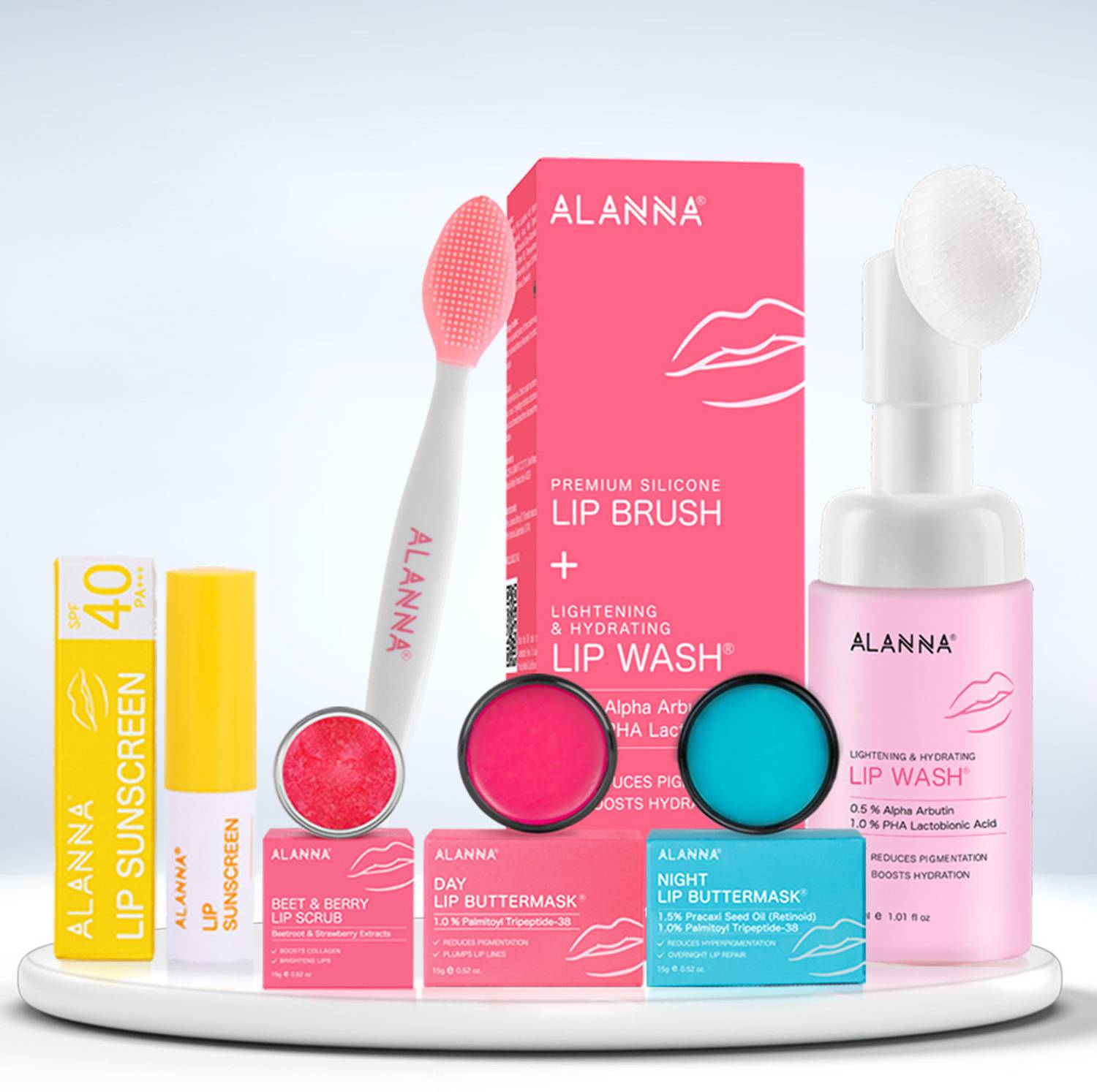 ALANNA 5-Step| Lip Brightening Kit | Cleanser, Balm, Scrub & ButterMask | For Women Vanila