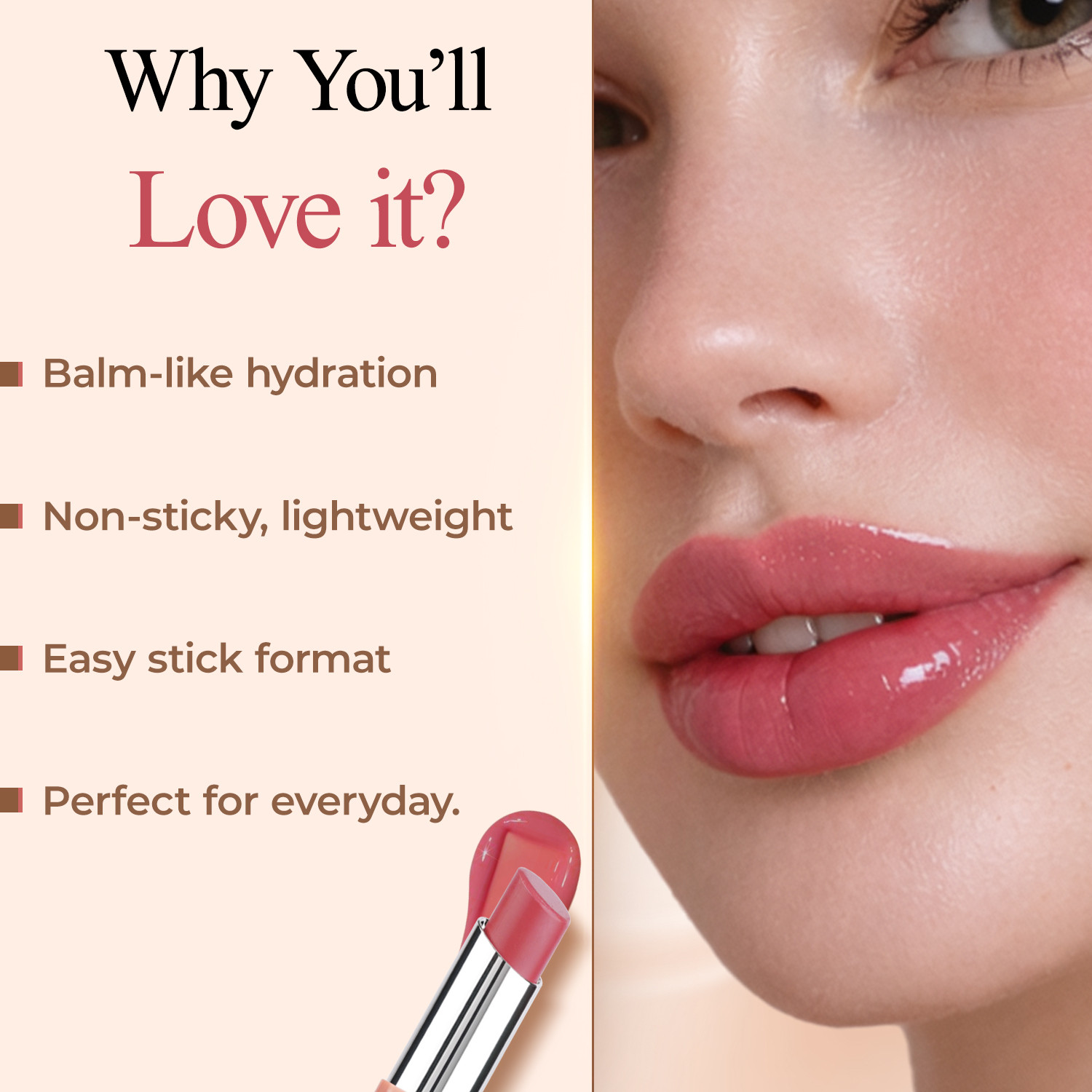 Image of FASHION COLOUR Crave Me Gloss Stick for Non-Sticky, High-Shine Soft Creamy Hydrating Lip Color