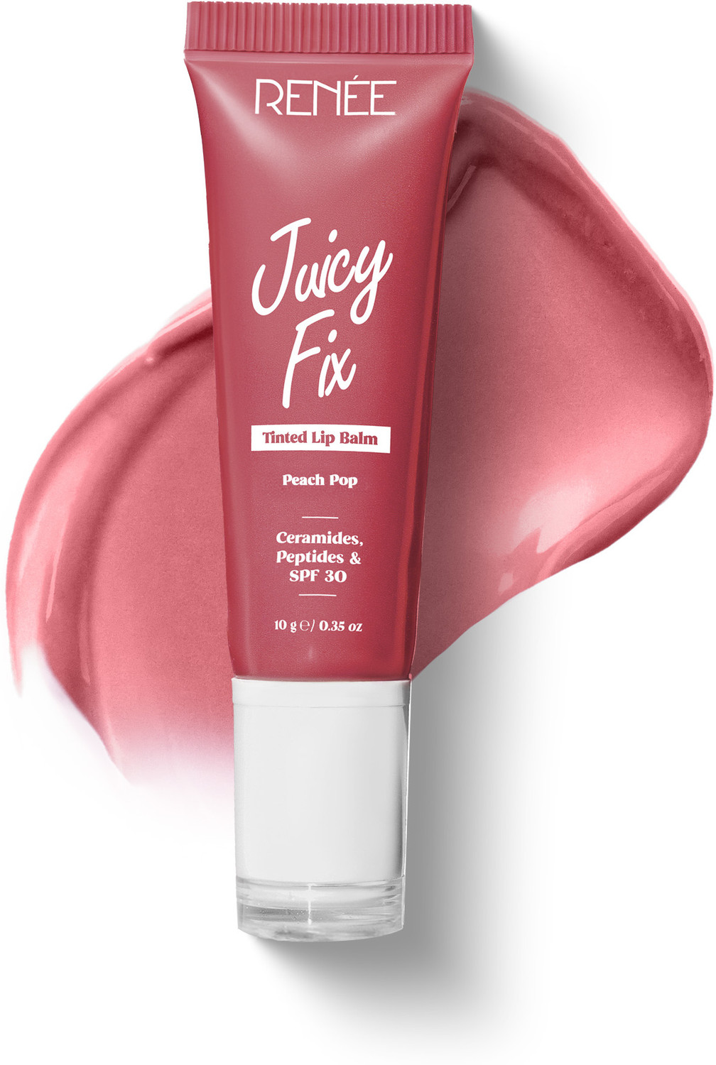 Renee Juicy Fix Tinted Lip Balm Glossy SPF30 Tint Nourishes, Repairs & Hydrates Lips Peachy POP