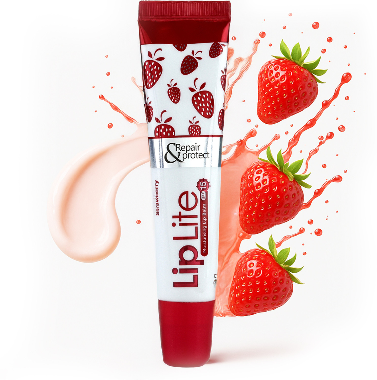 Image of Leeford Lip Lite Strawberry Moisturizing Lip Balm with SPF 15 Strawberry