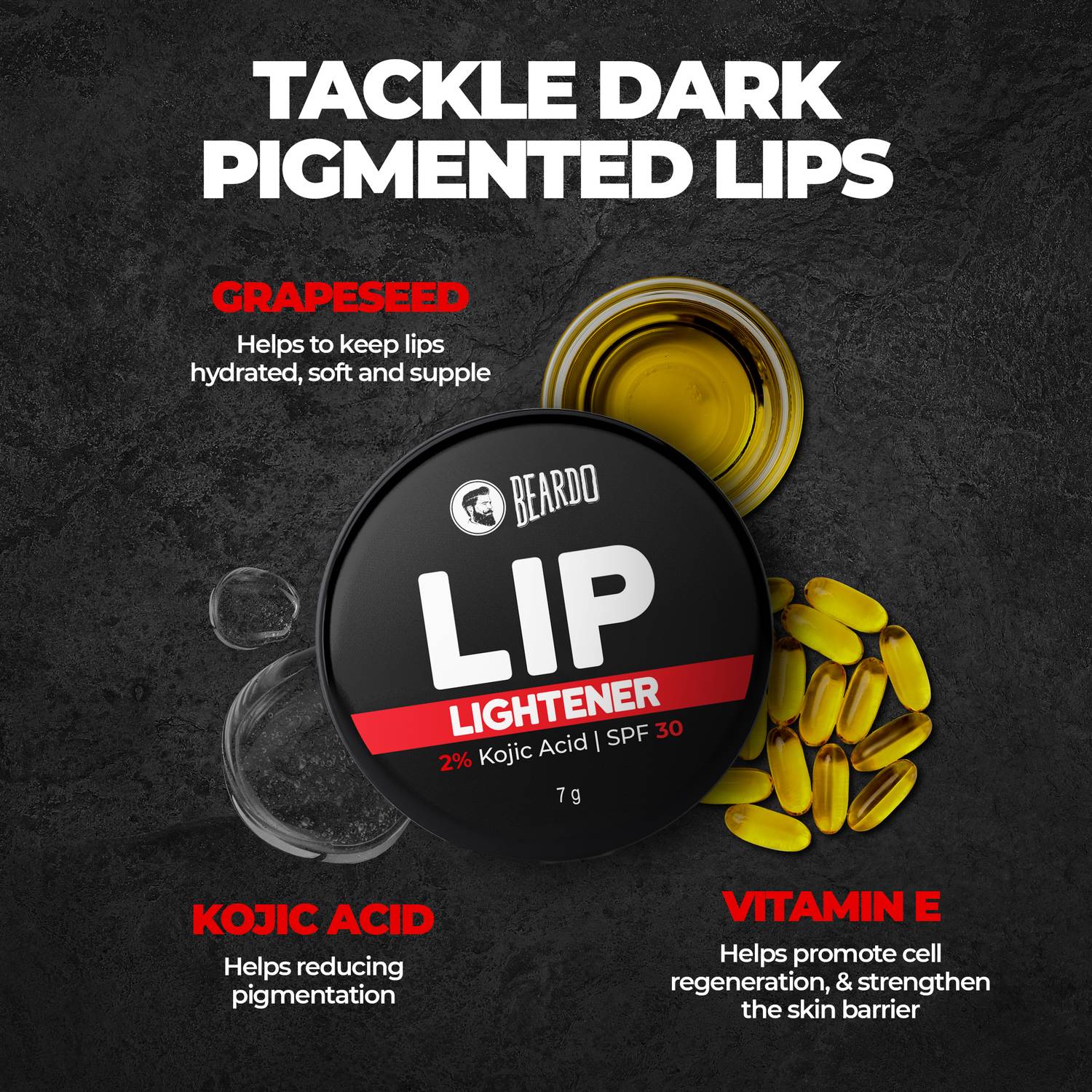 BEARDO Lip Lightener for Men with Kojic Acid & SPF 30 - Image 3