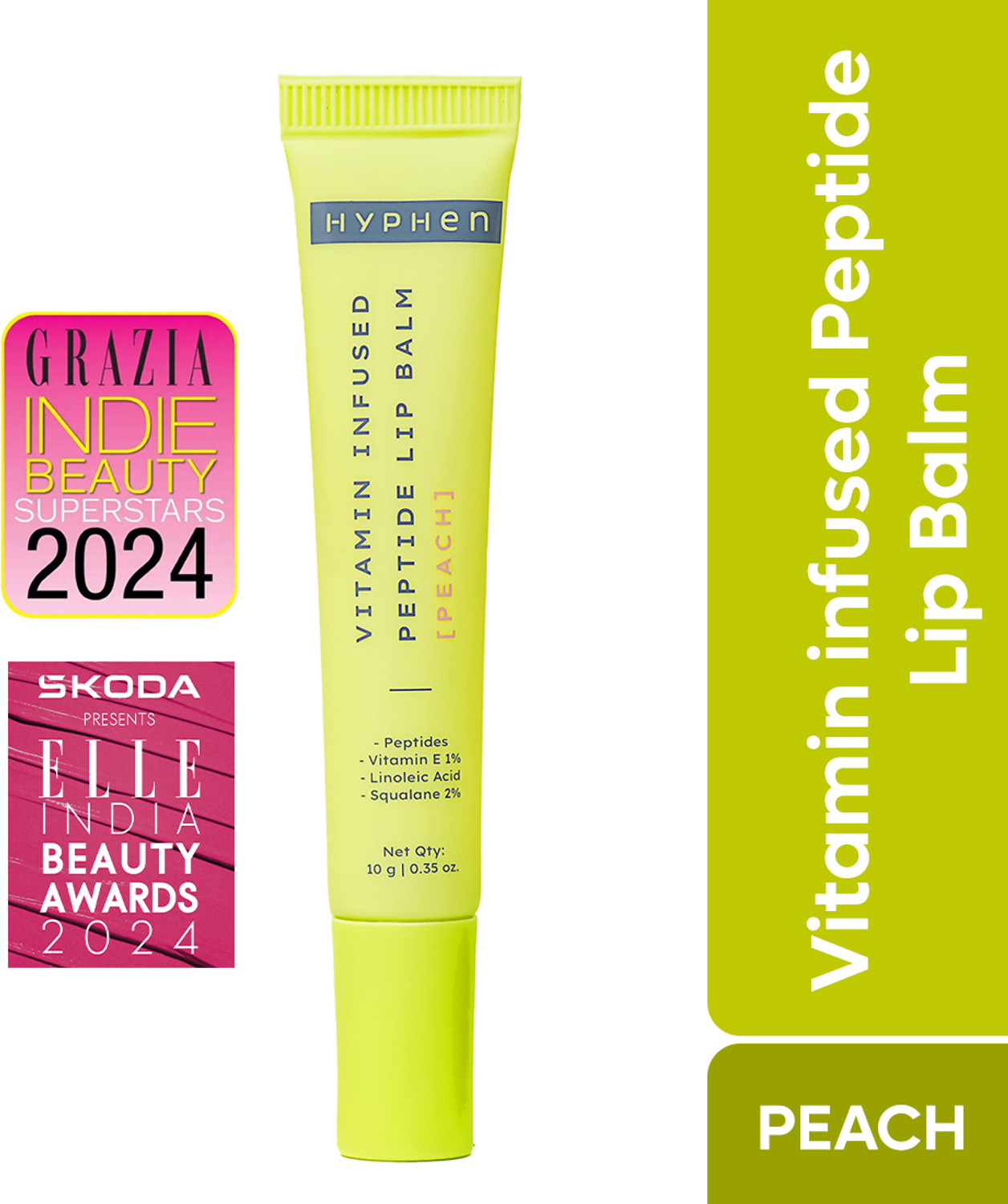 Image of HYPHEN Vitamin Infused Peptide Lip Balm - Peach for Dry & Chapped Lips Peach