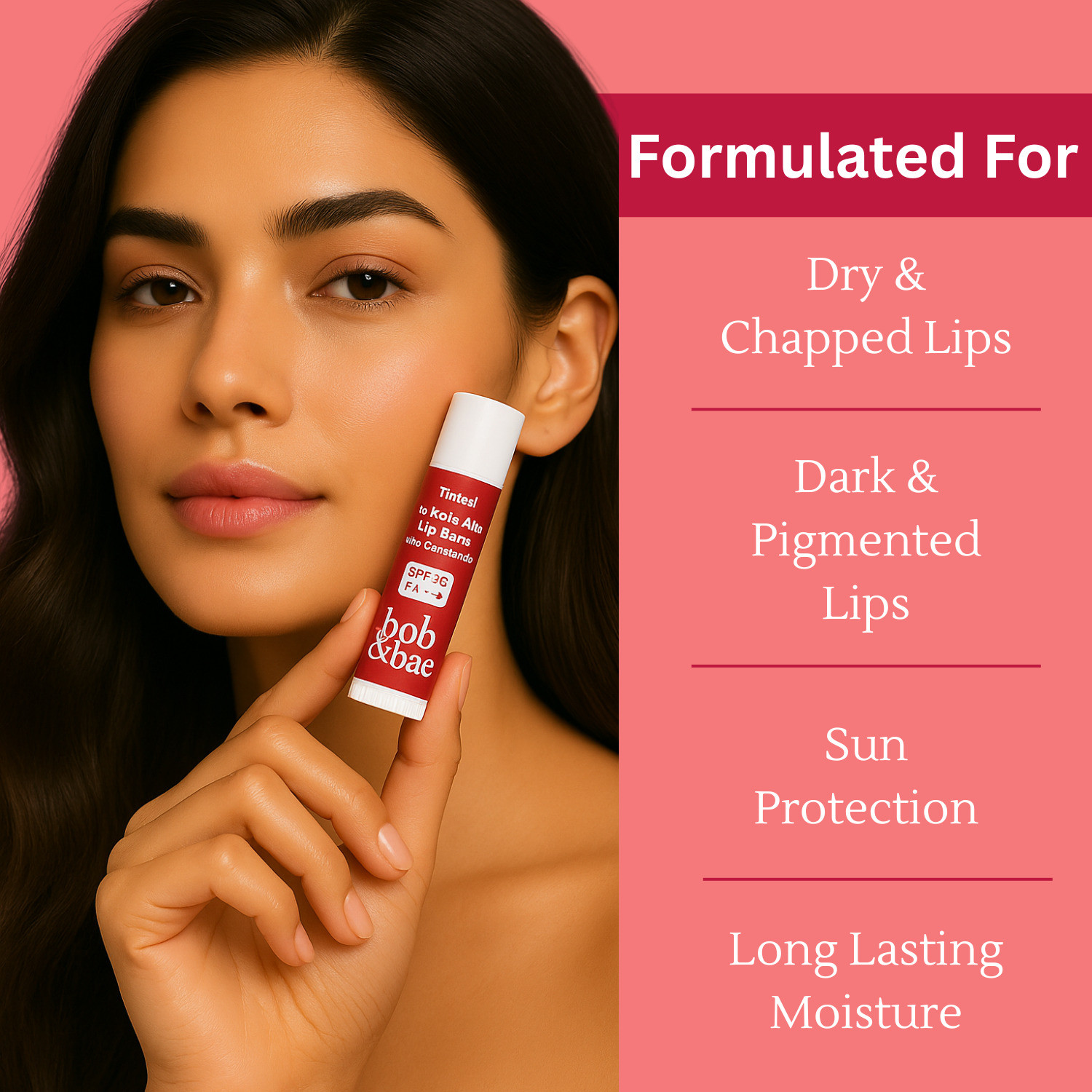 Image of bob and bae 1% Kojic Acid Lip Balm with SPF 50+ | Lip Brightening & Hydrating - 5 g Tinted