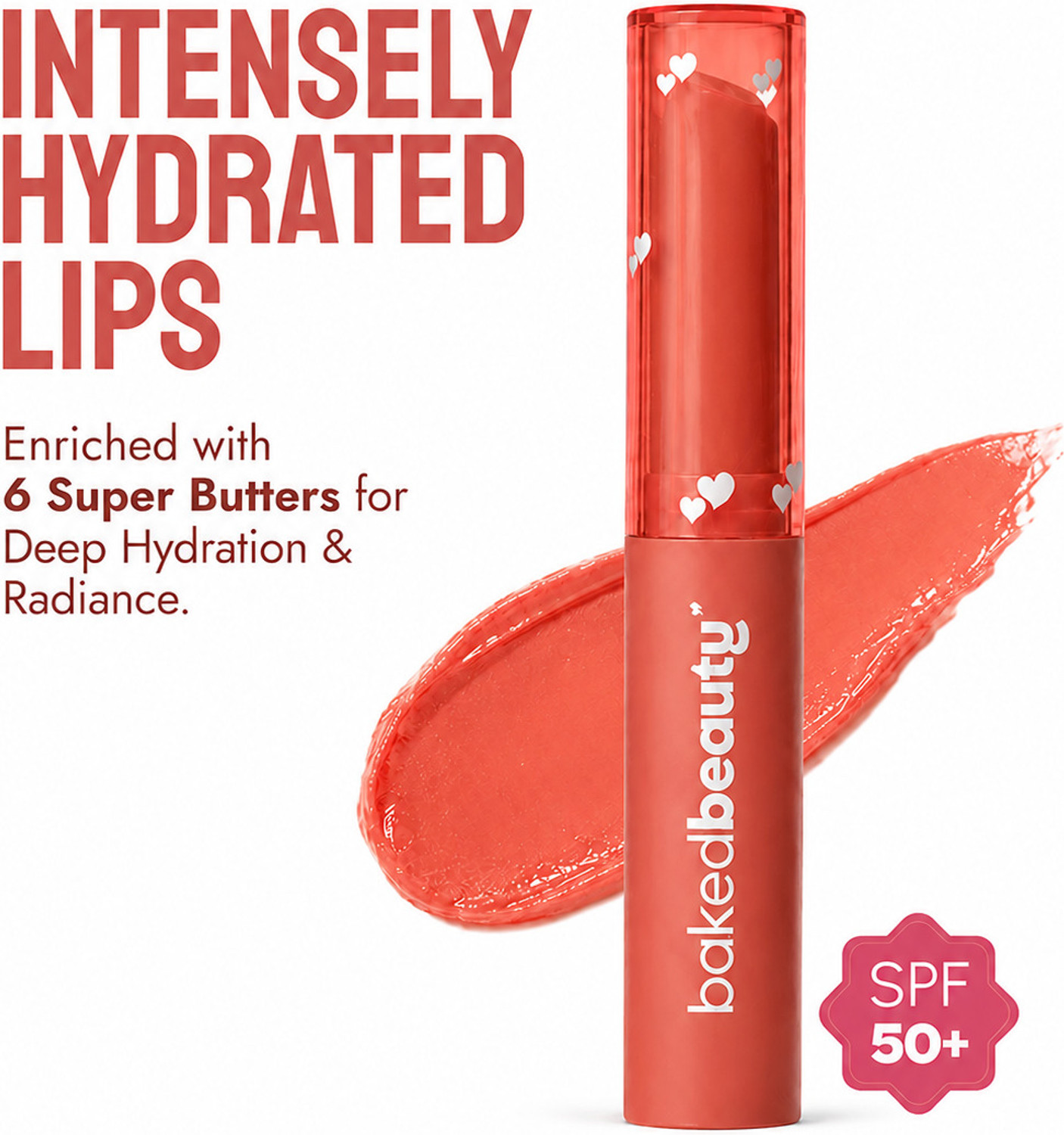 Image of BAKED BEAUTY Ultra Soft Tinted Lip Balm Stick SPF 50++ With Shea Butter Pigmented Lips Nude Glow
