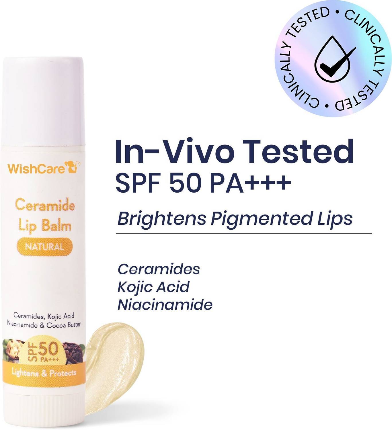 WishCare Ceramide Lip Balm SPF50 PA+++ Brightening & Hydrating -