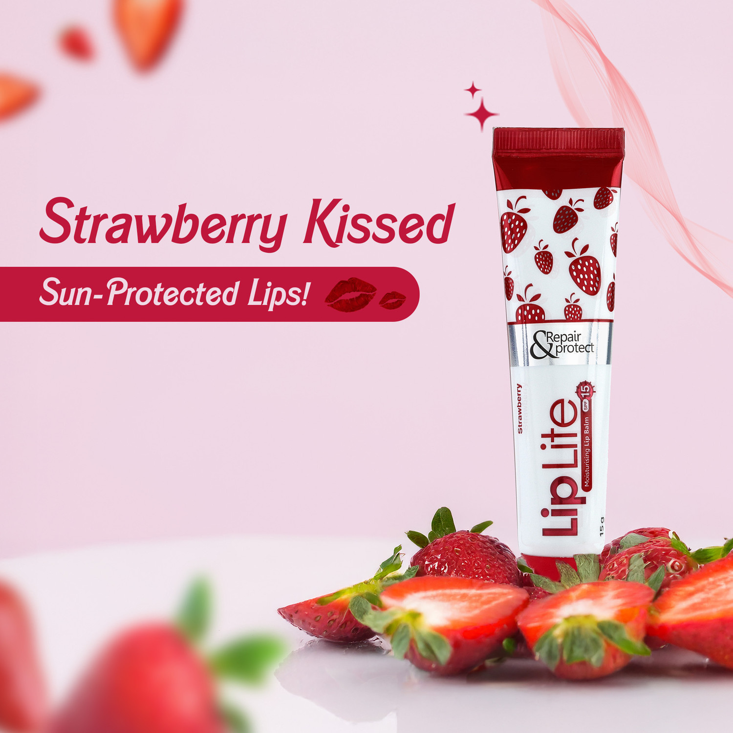 Image of Leeford Lip Lite Strawberry Moisturizing Lip Balm with SPF 15 Strawberry