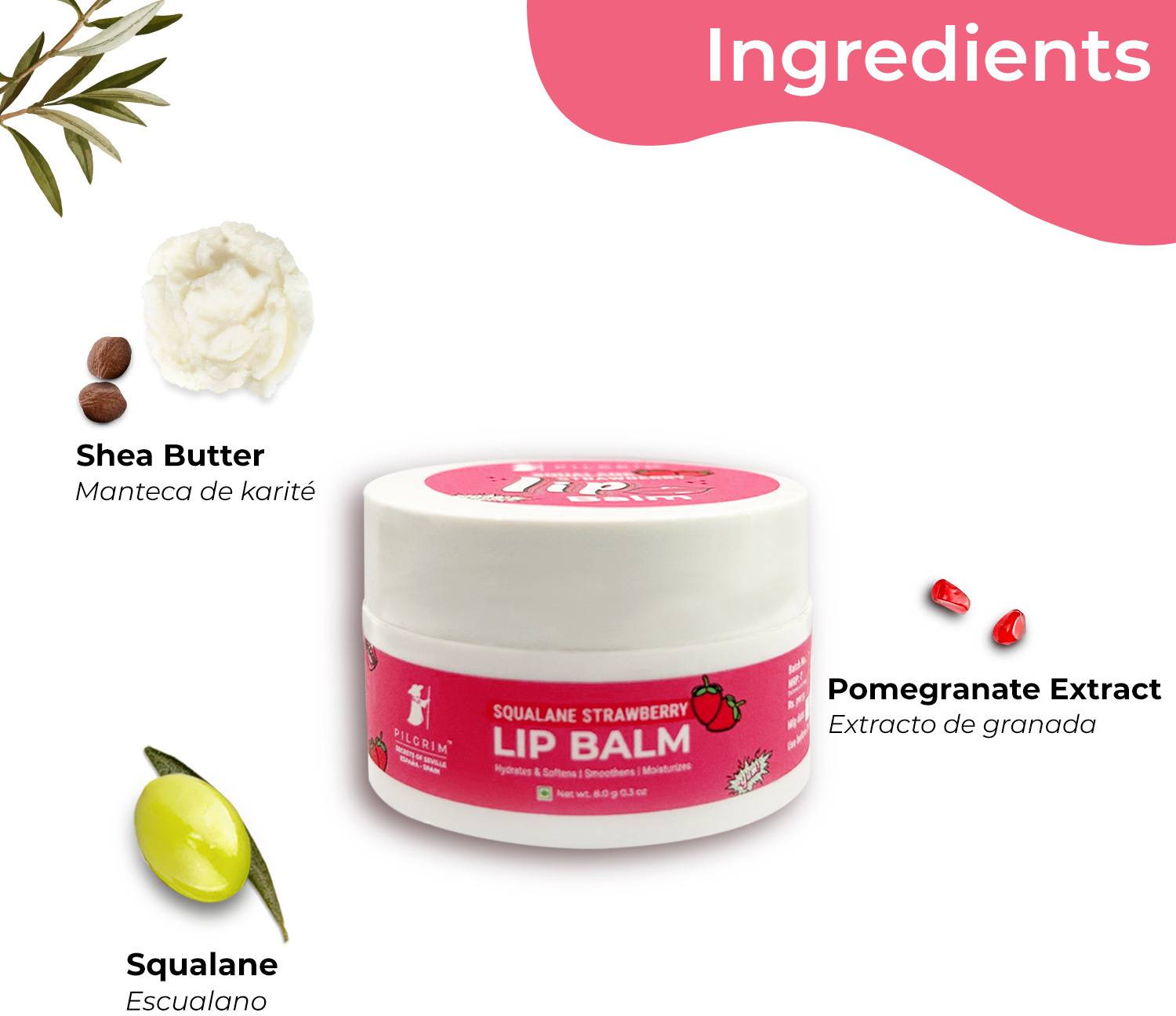 Pilgrim Squalane Lip Balm Strawberry - Image 3