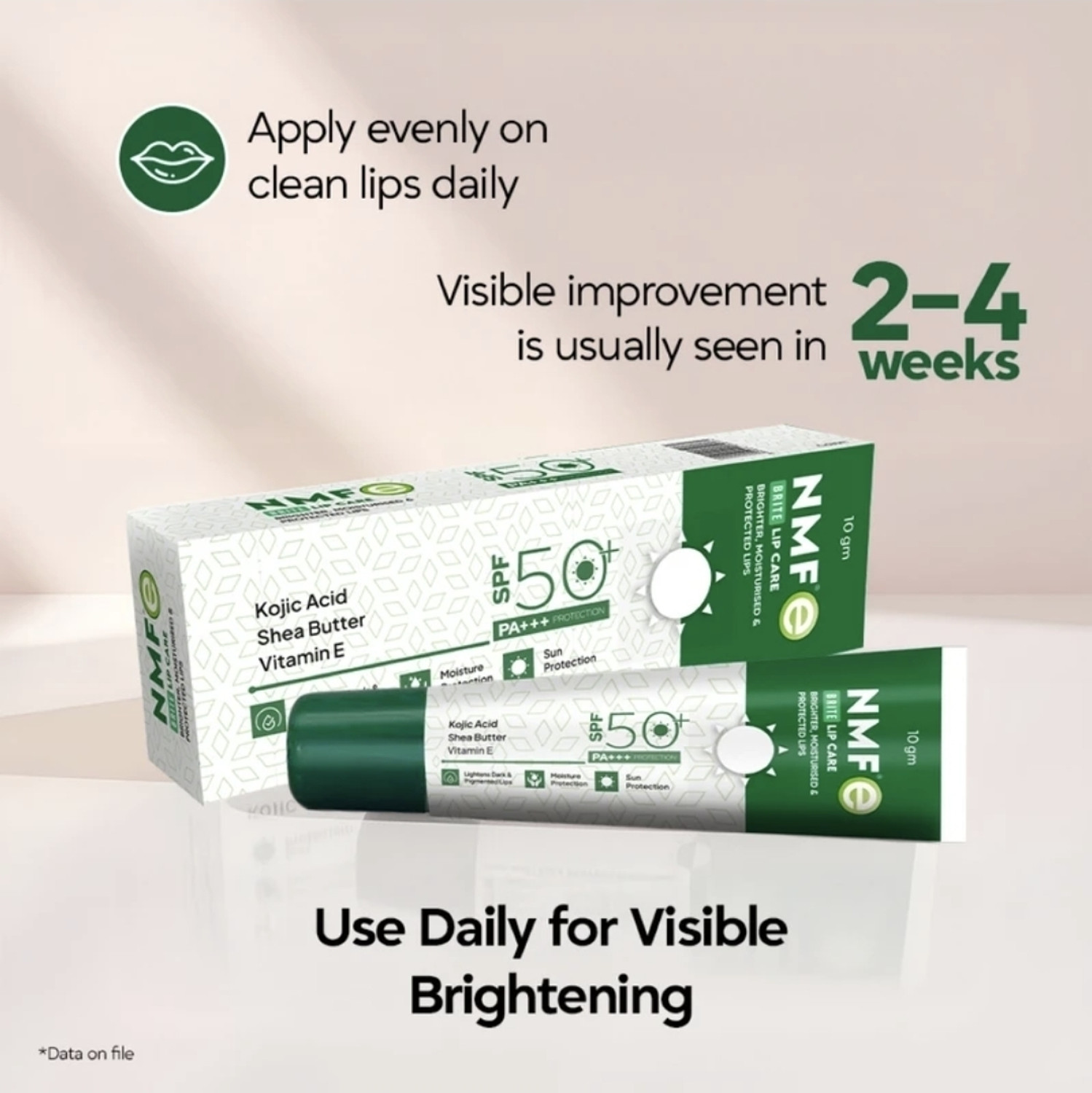 Image of NMF e NMFe Brite Lip Care SPF 50 PA+++, Lip Brightening And Hydrating Balm Shea Butter