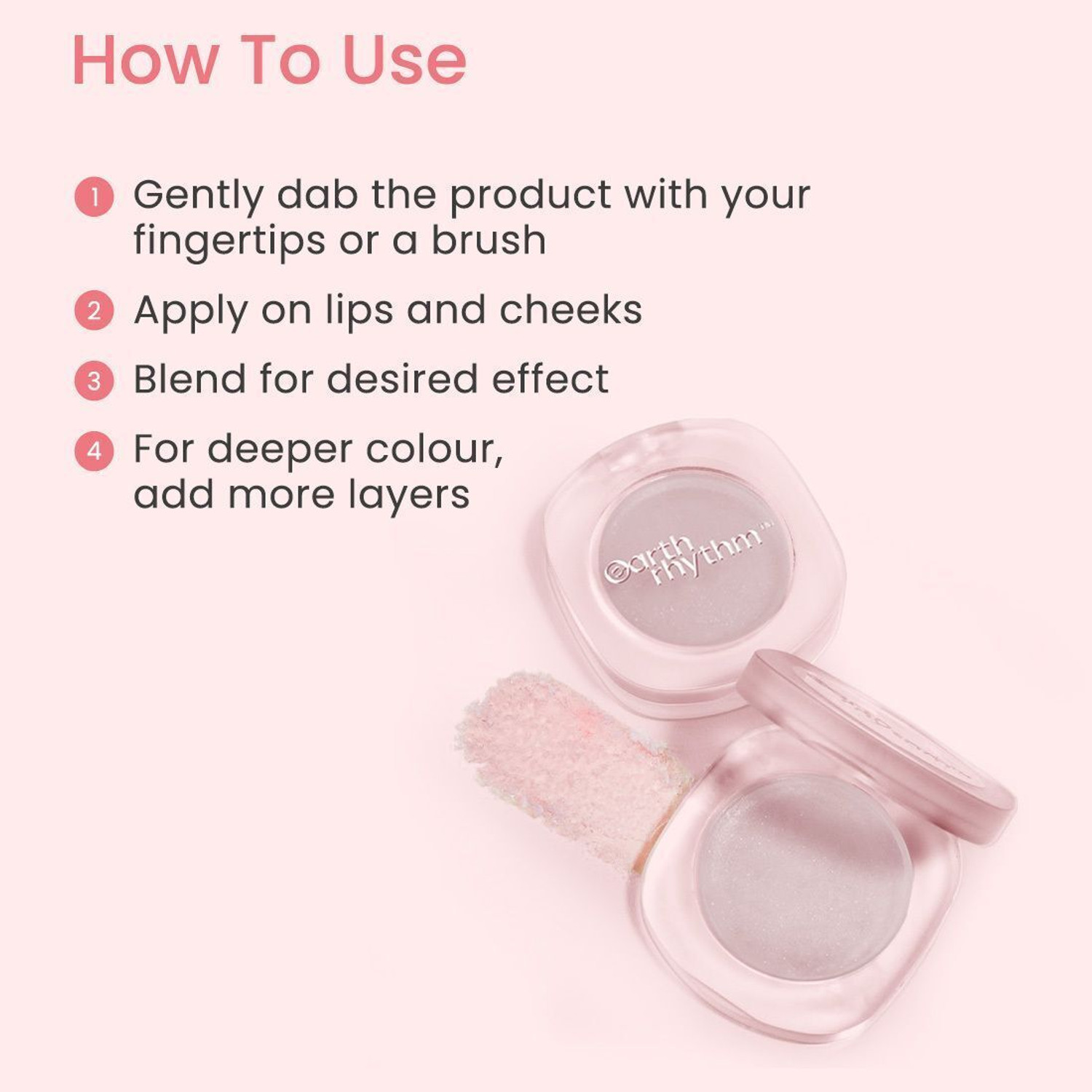 Image of Earth Rhythm Lip & Cheek Glass Tint with Vitamin E Long-lasting, Highly Blendable, Non Greasy pH Activated