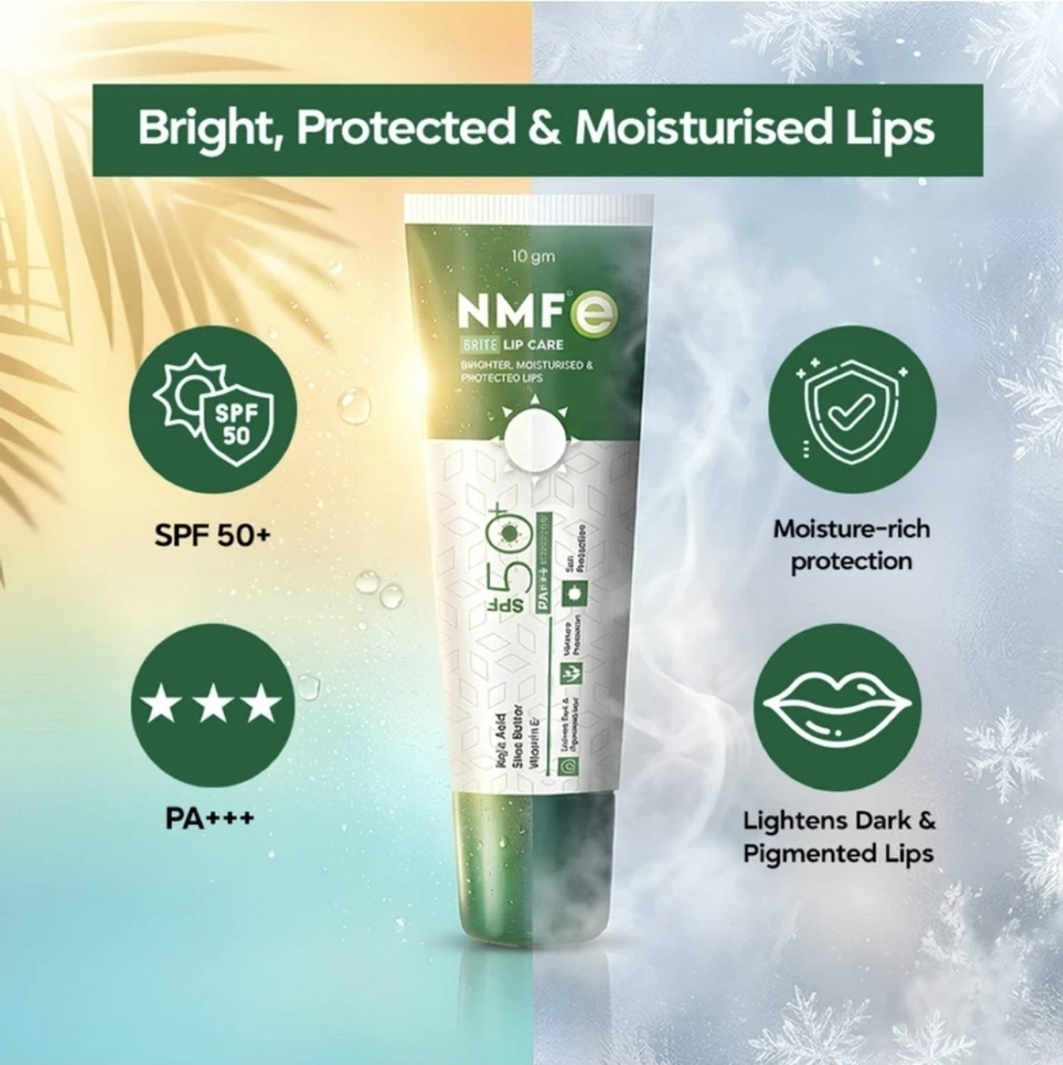 Image of NMF e NMFe Brite Lip Care SPF 50 PA+++, Lip Brightening And Hydrating Balm Shea Butter