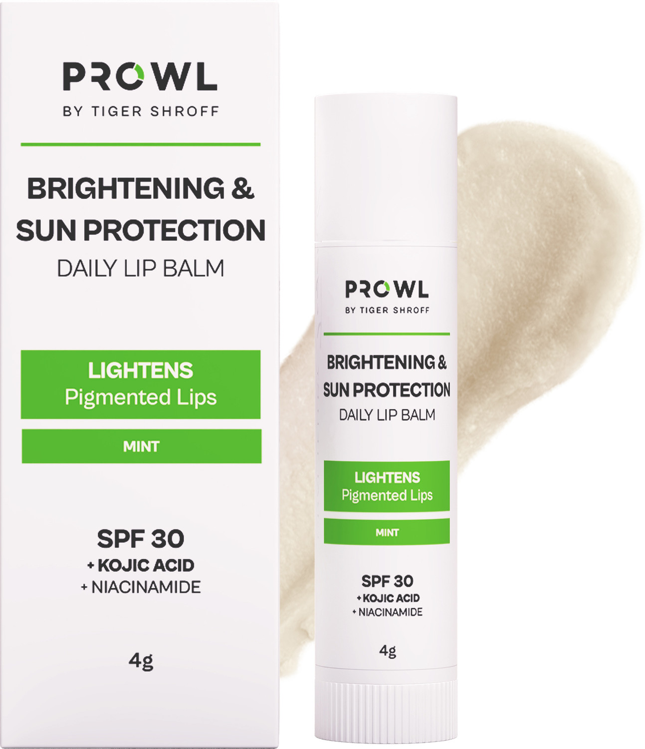 Image of PROWL By Tiger Shroff SPF 30 PA+++ Lip Balm for Dark Lips with Kojic Acid &Niacinamide Mint