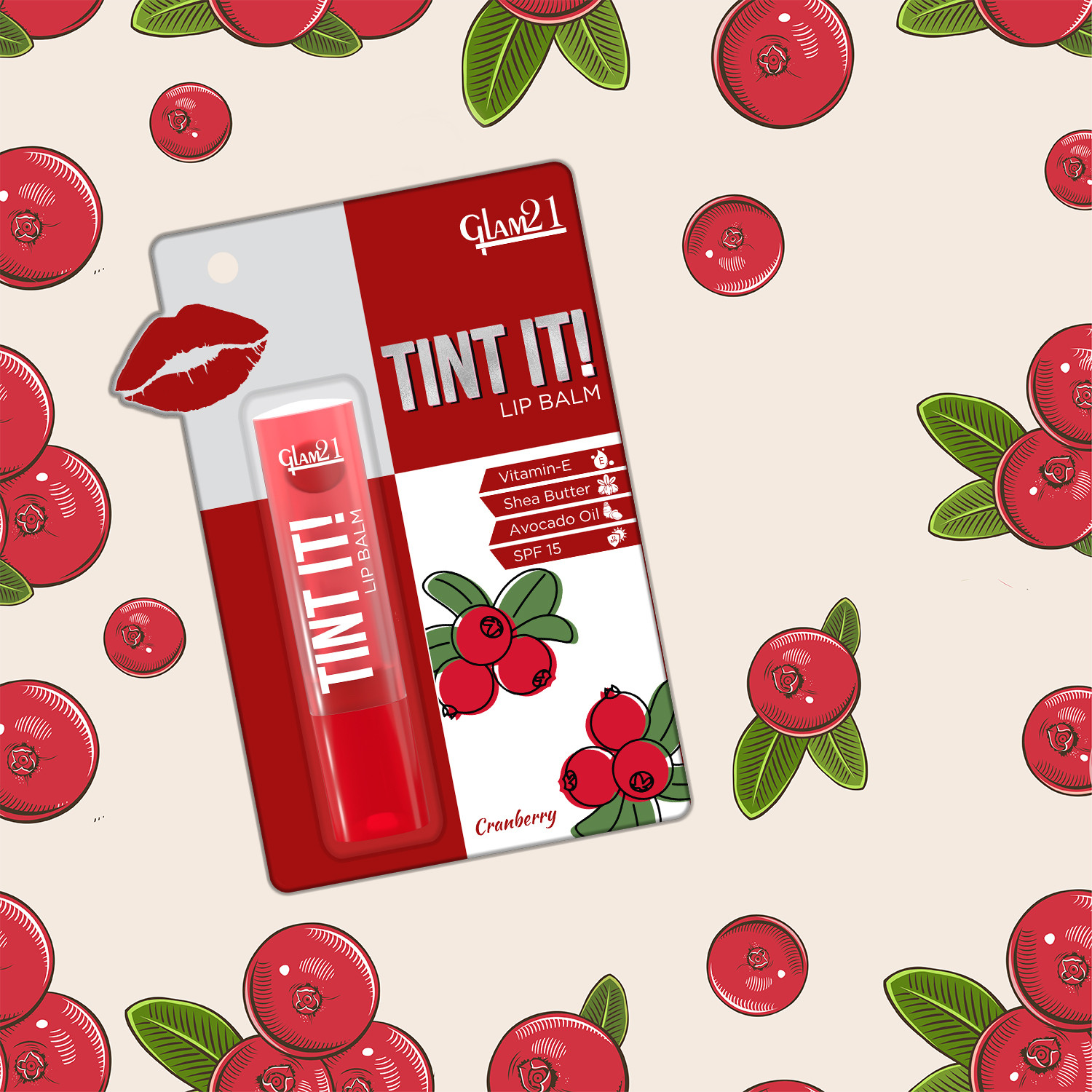 Image of Glam21 Tint it LipBalm Everyday Hydration with SPF15 & Vit-E|Shea Butter Avocado Oil Cranberry & Dragon Fruit