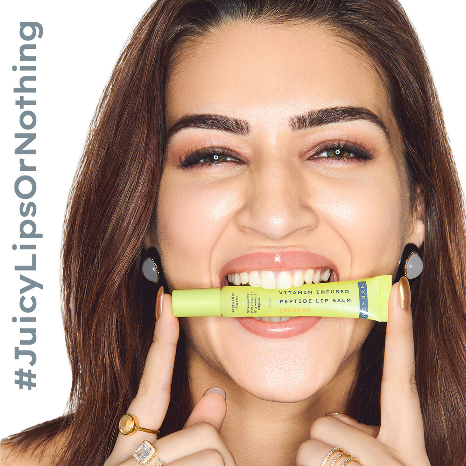 Image of HYPHEN Vitamin Infused Peptide Lip Balm - Peach for Dry & Chapped Lips Peach