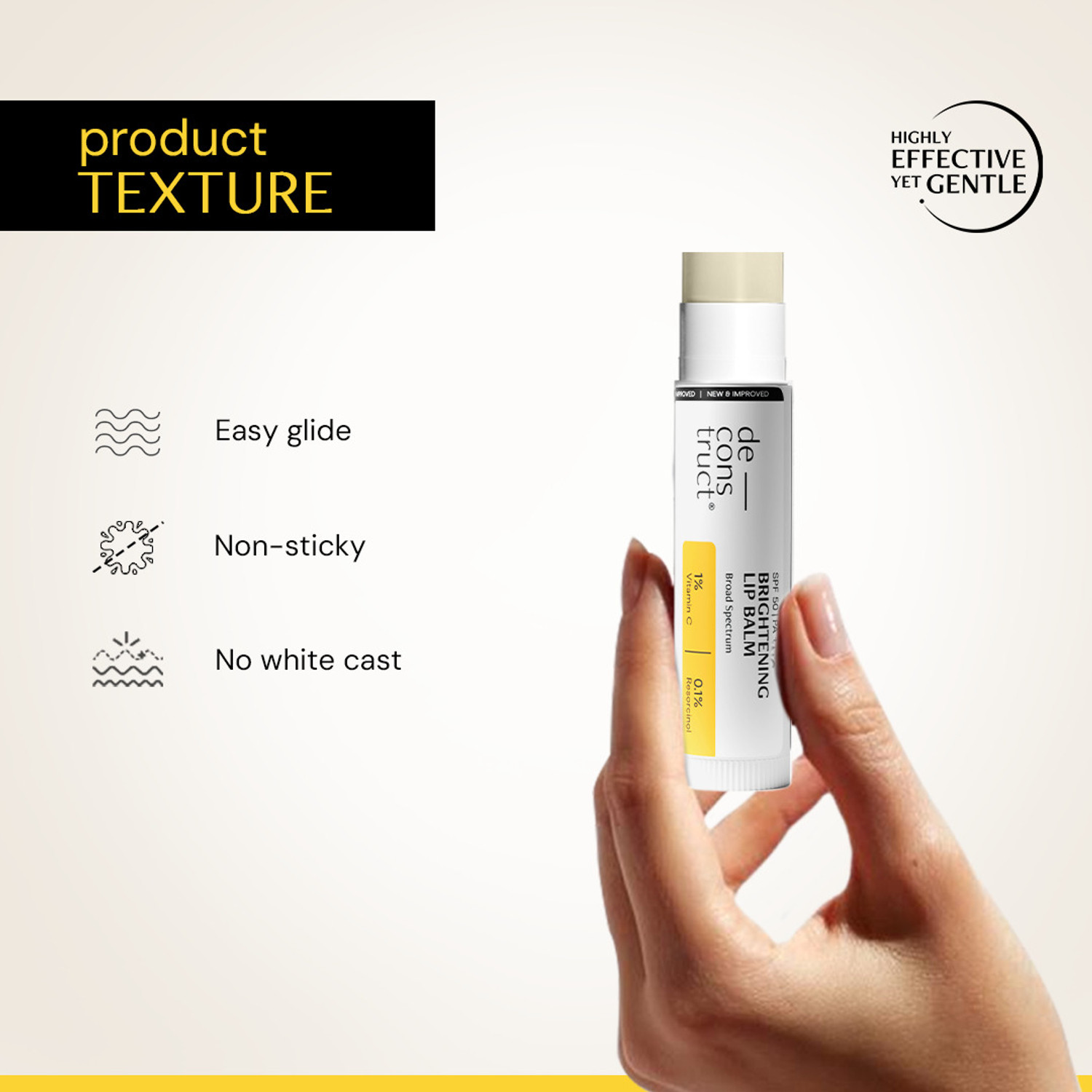 Image of Deconstruct Brightening Lip Balm SPF 50 Brightens Dark Lips, Moisturizes, Non Tinted No Flavour