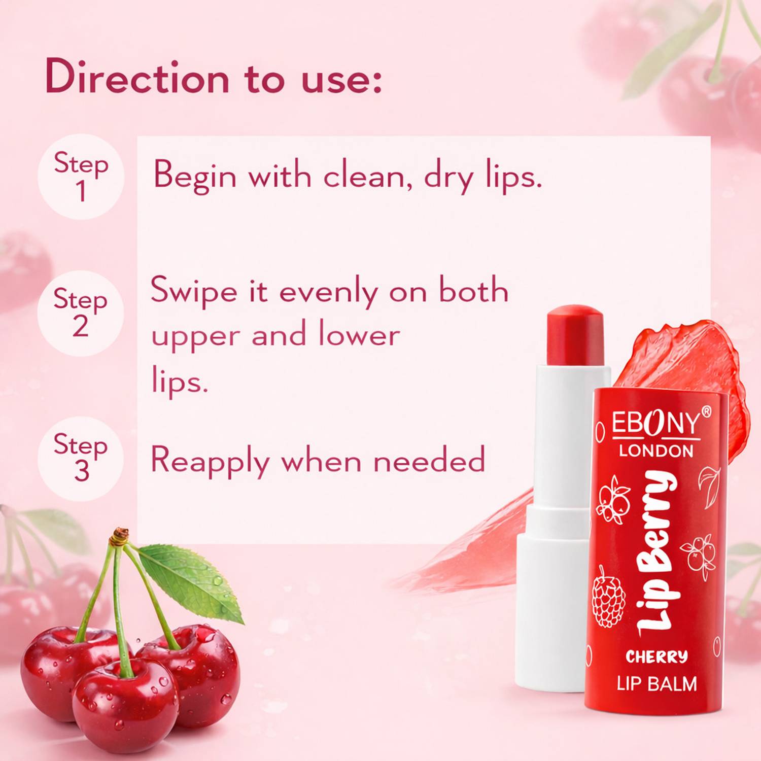 Ebony London Lip Berry Hydrating and Smooth Lip Balm | With Jojoba