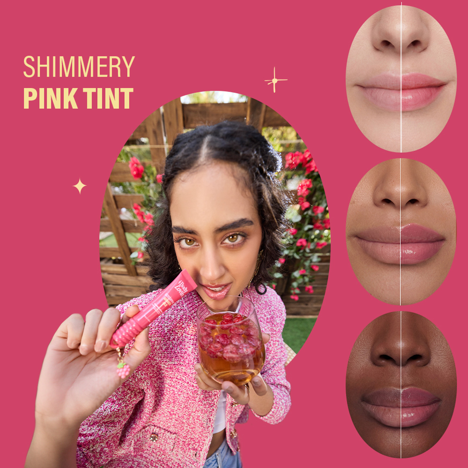 Image of Plum BodyLovin' Gossippin' Ginger Ale Glassic Lip Balm |Coral Pink Shimmer Gloss Tint Shimmery Pink