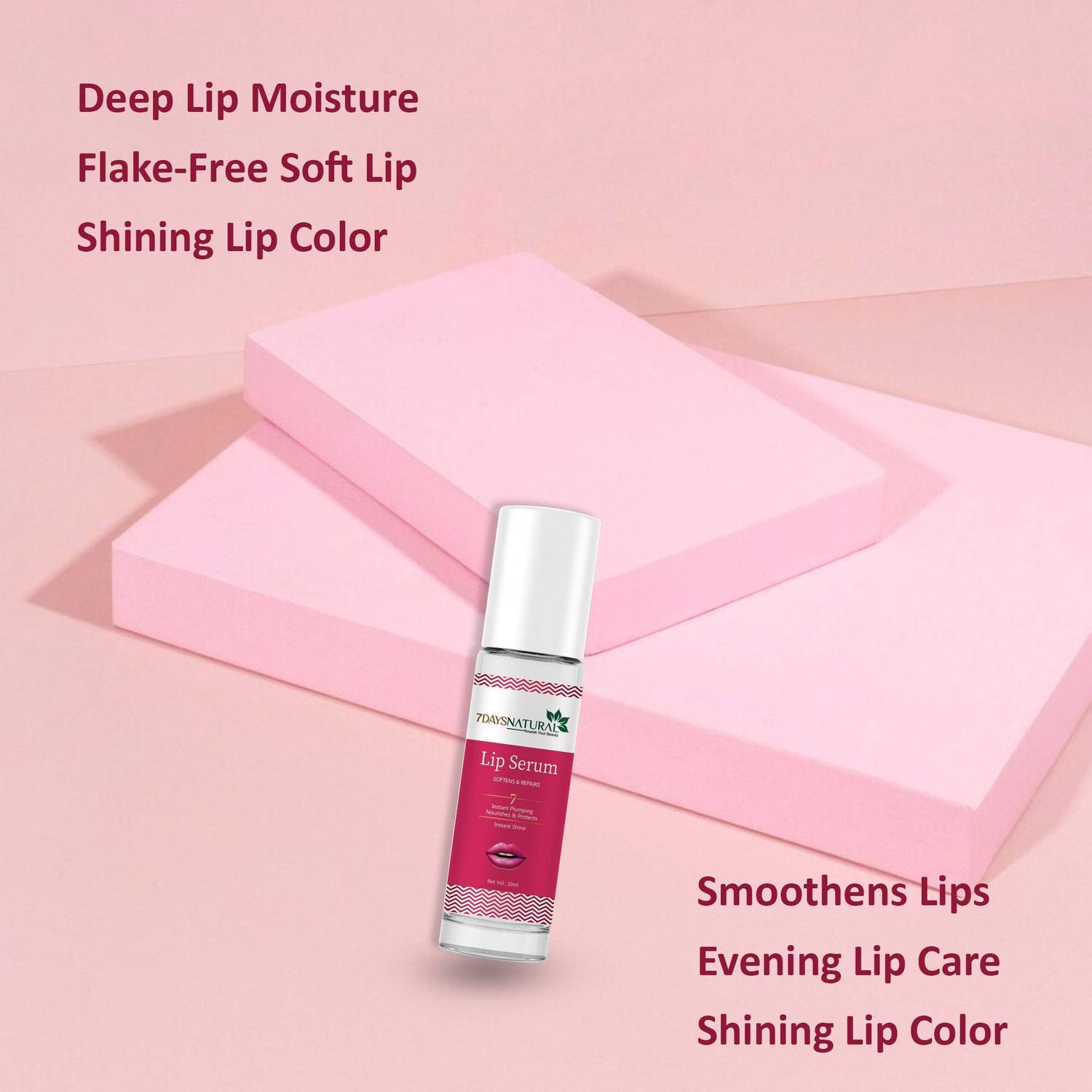 7daysnatural Luxuriously Soft Lips Serum, 10ml, Rose Flavor - Image 4