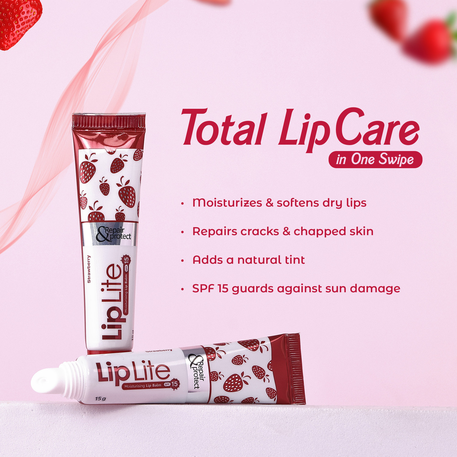 Image of Leeford Lip Lite Strawberry Moisturizing Lip Balm with SPF 15 Strawberry