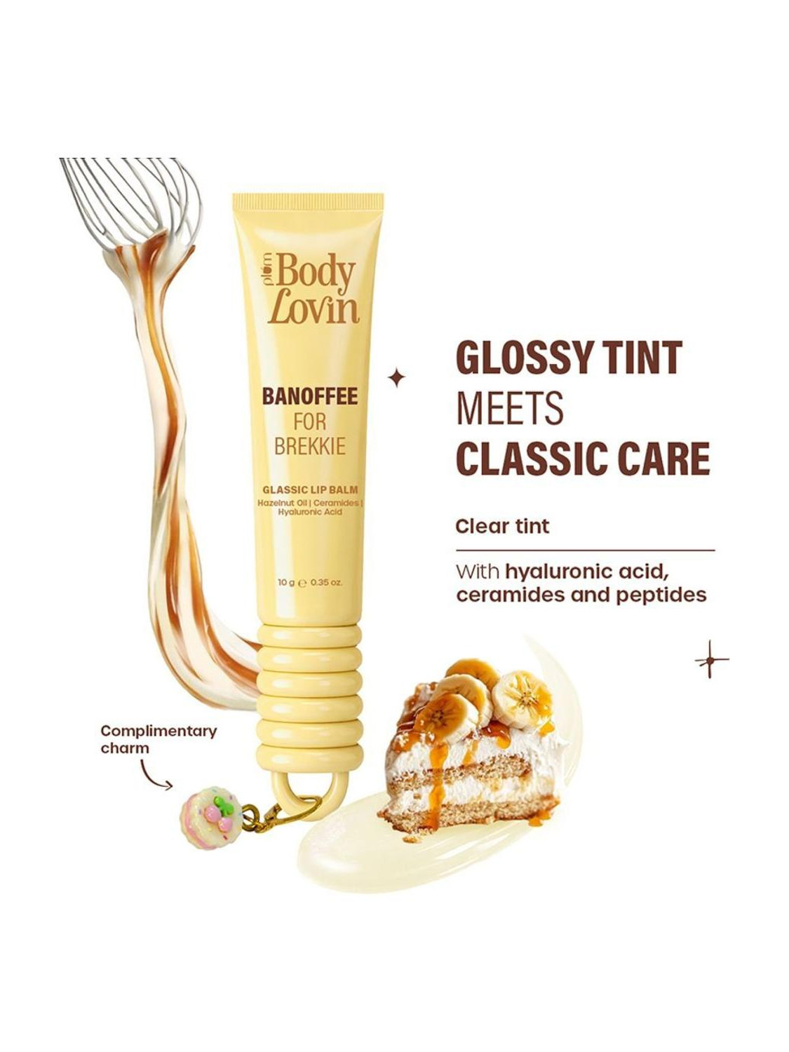 Plum BodyLovin' Banoffee For Brekkie Glassic Lip Balm | Banana Toffee Nude Gloss Tint Nude Gloss