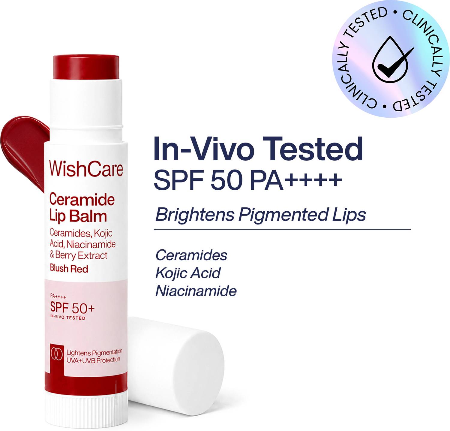 WishCare Tinted Ceramide Lip Balm SPF50 Blush Red - Image 1