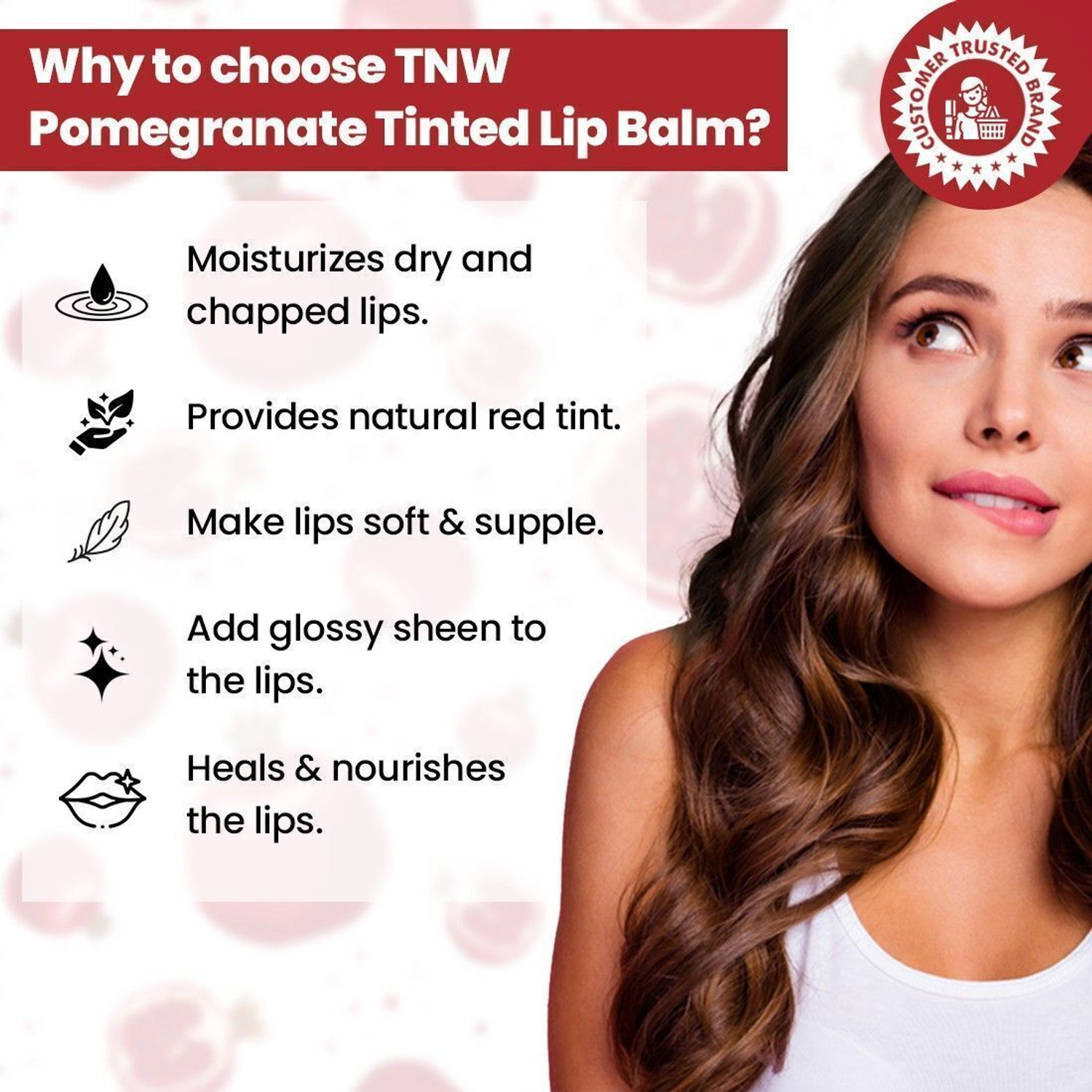 Image of TNW - The Natural Wash Pomegranate Tinted Lip Balm | Shea Butter For Hydrated Lips All Day Pomegranate Oil &, Shea Butter