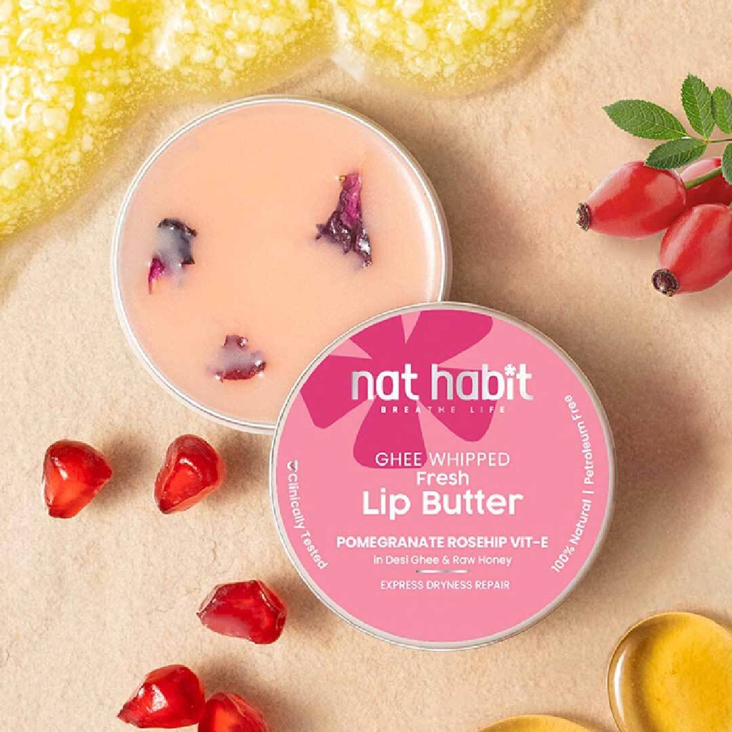 Nat Habit Pomegranate Rose Lip Balm - Image 2