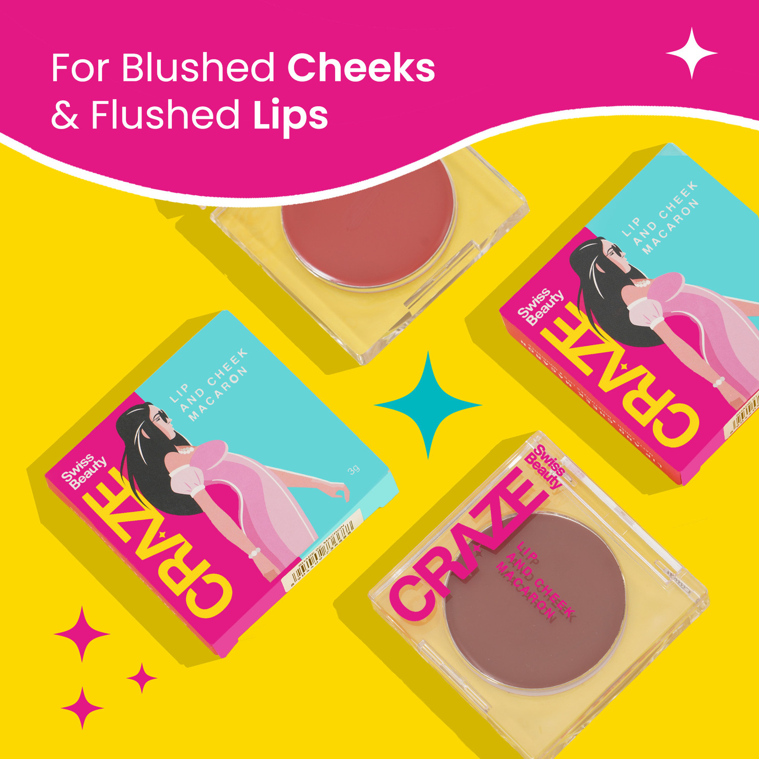 Image of SWISS BEAUTY Lip Cheek Cream Tint Multipurpose Lightweight Vitamin E Olive Oil Apple Pie
