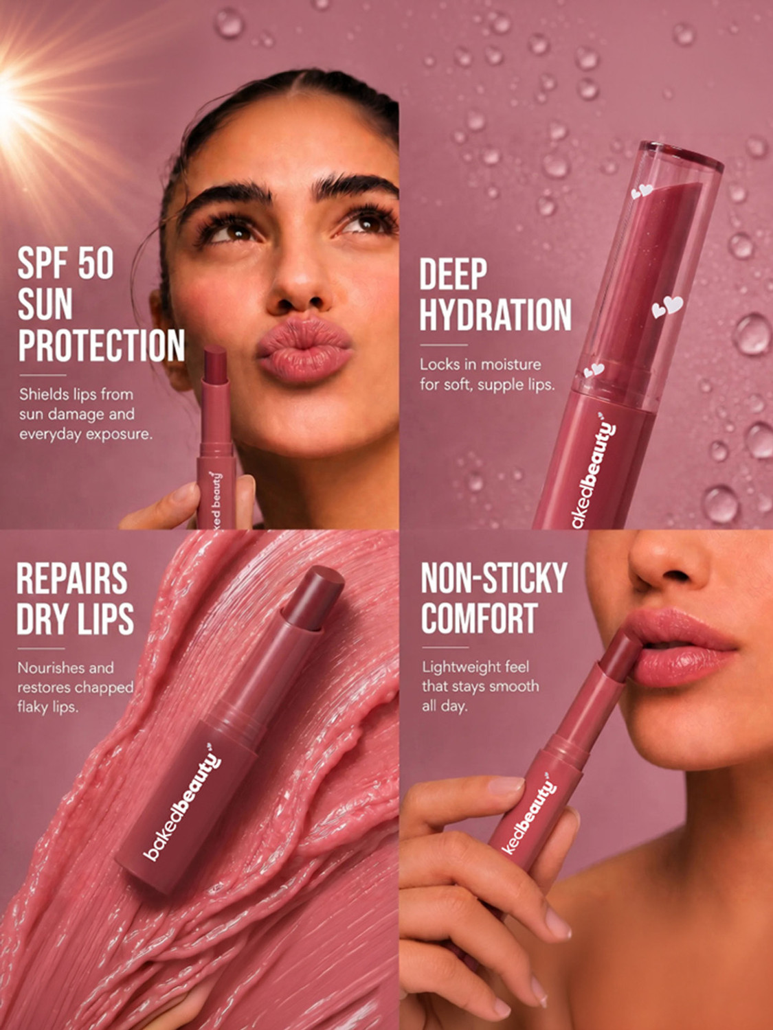 Image of BAKED BEAUTY Ultra Soft Tinted Lip Balm Stick SPF 50++ With Shea Butter Pigmented Lips Peach Please