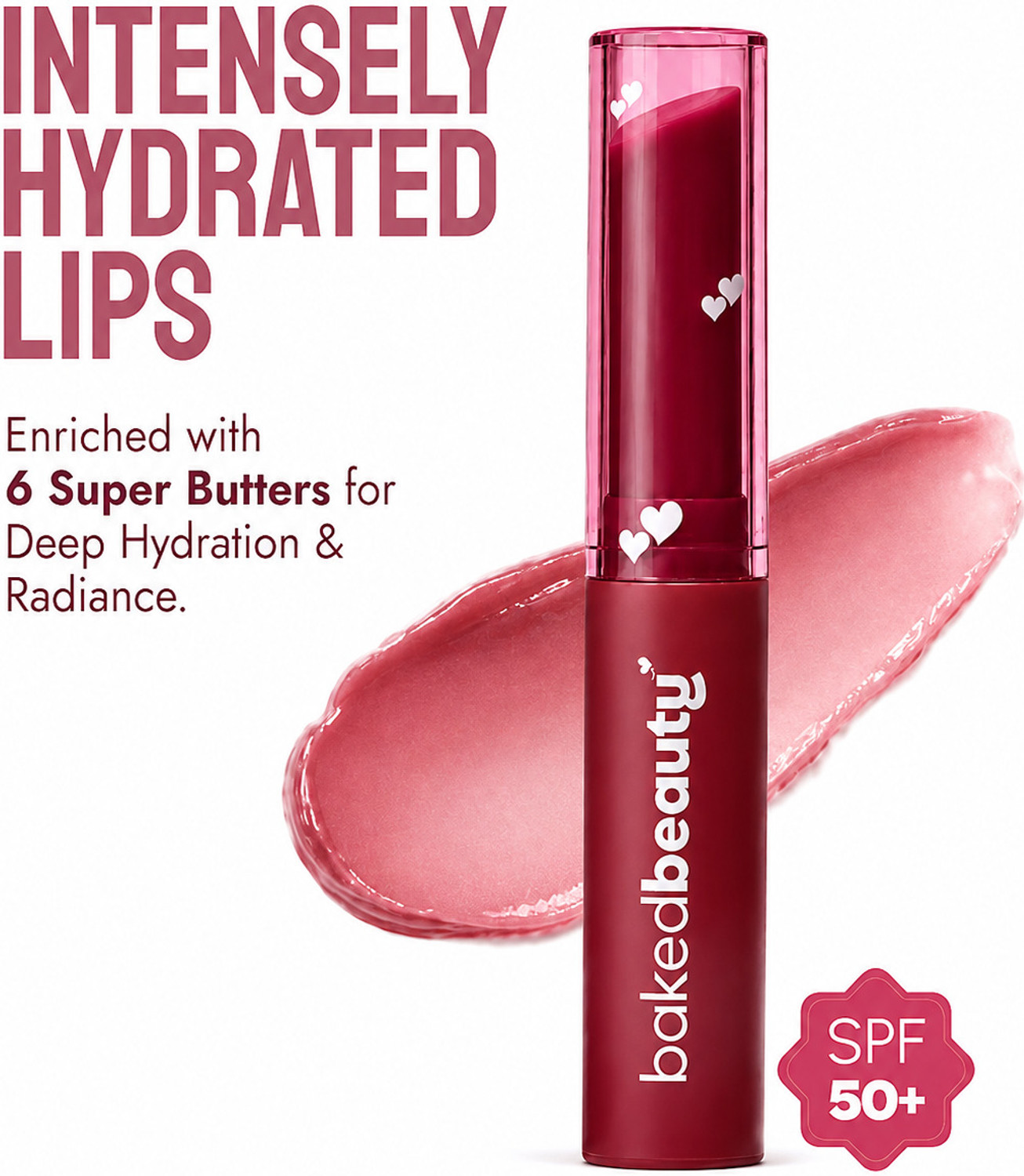 Image of BAKED BEAUTY Ultra Soft Tinted Lip Balm Stick SPF 50++ With Shea Butter Pigmented Lips Peach Please