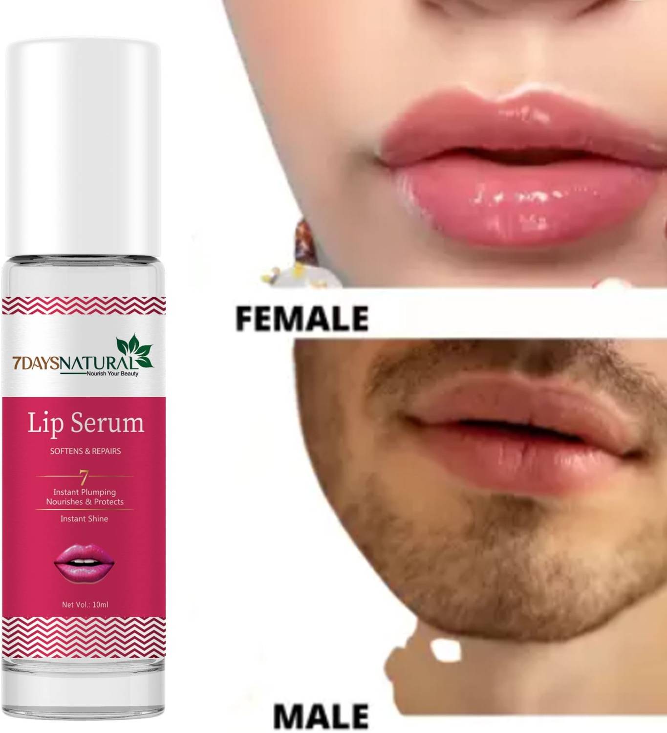 7days natural Premium Pink Lip Serum Oil For Lip Shine, Glossy, Soft With Moisturizer
