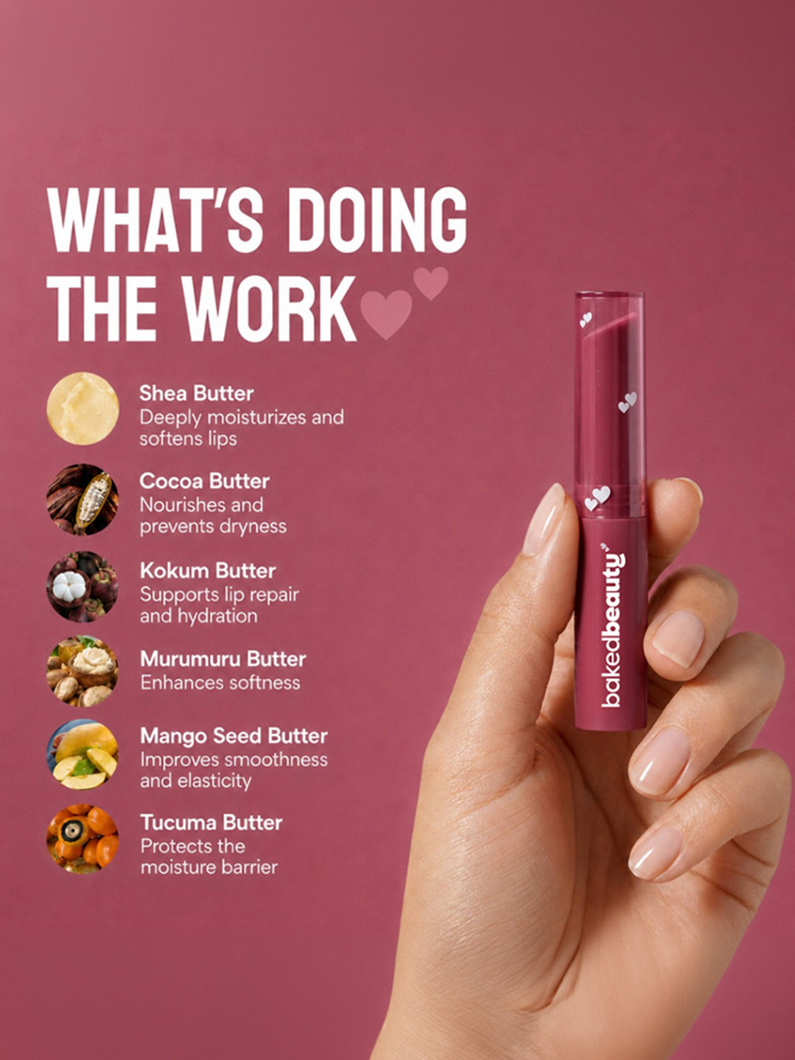 Image of BAKED BEAUTY Ultra Soft Tinted Lip Balm Stick SPF 50++ With Shea Butter Pigmented Lips Peach Please