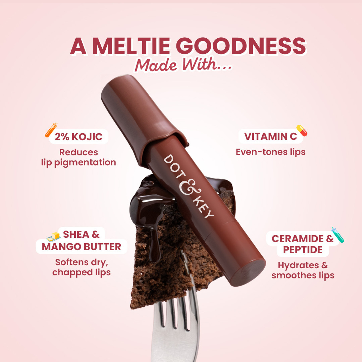 Image of Dot & Key Meltie Lip Balm SPF 50+ PA+++, Cocoa Creme Chocolate