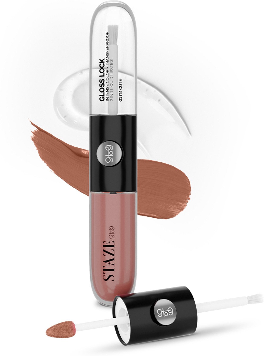 Image of Staze 9to9 Gloss Lock 2-in-1 Liquid Lipstick | 04 I'm Shy (7 g, 04 Im Shy)
