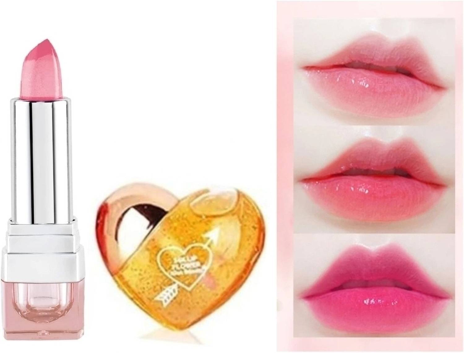 Ashyra Jelly Lipstick + Heart Shape Pink Lip gloss (Pack of 2)