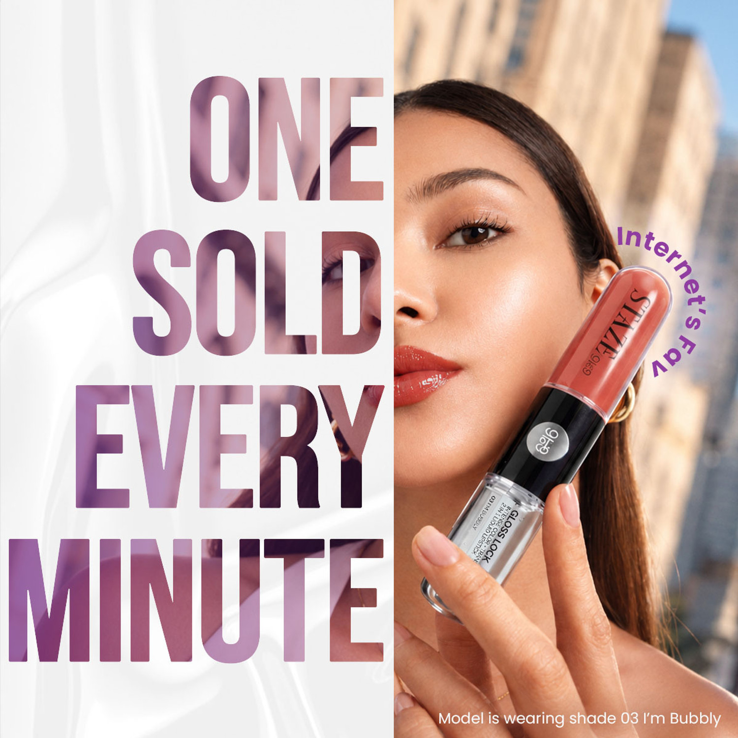 Image of Staze Gloss Lock 2-in-1 Lipstick | Matte + Gloss | Waterproof | I'm Happy | 7g