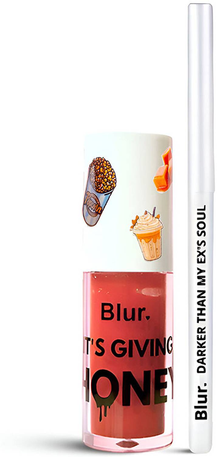 Blur India Juicy Lip Oil + Lip Liner Combo | Brown Lip Liner & Honey Lip Oil