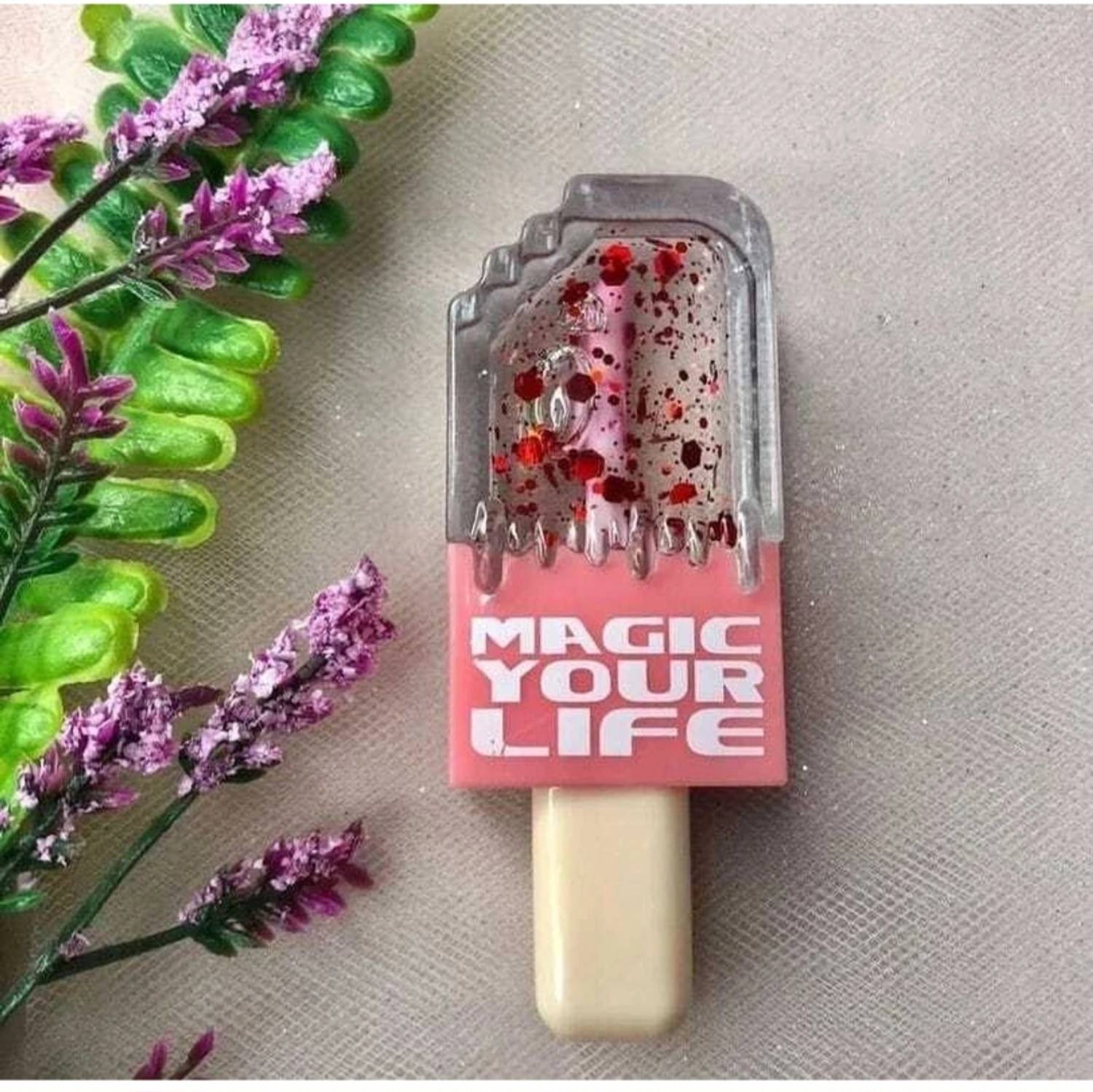 pink cheeks 1pc Ice Cream Shape Lip Gloss Set - Lightweight, Non-Sticky, Shimmery Effect