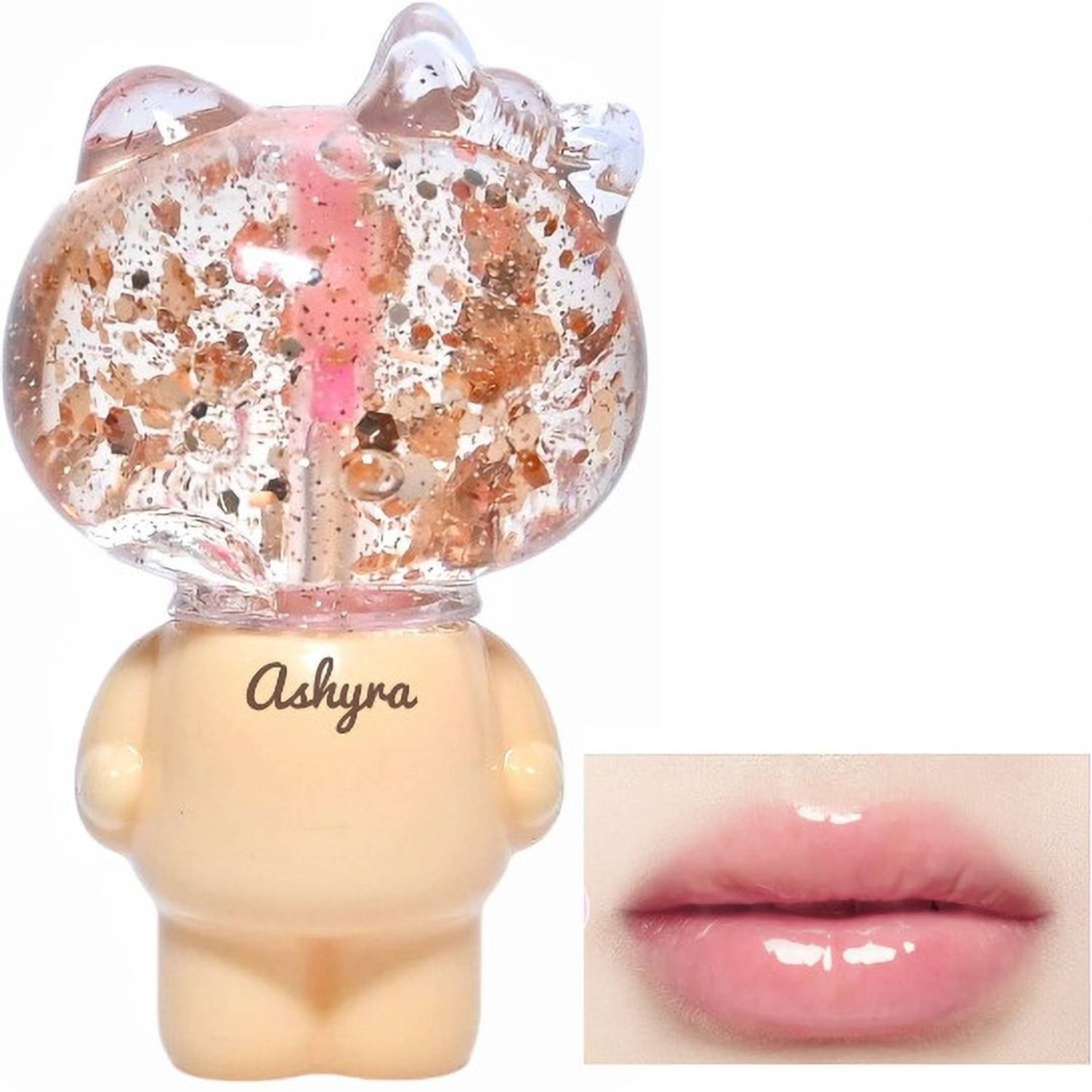 Ashyra Cute Cartoon Lip Gloss – Pink Glitter, Moisturizing Gloss for Kids (Pack of 1)