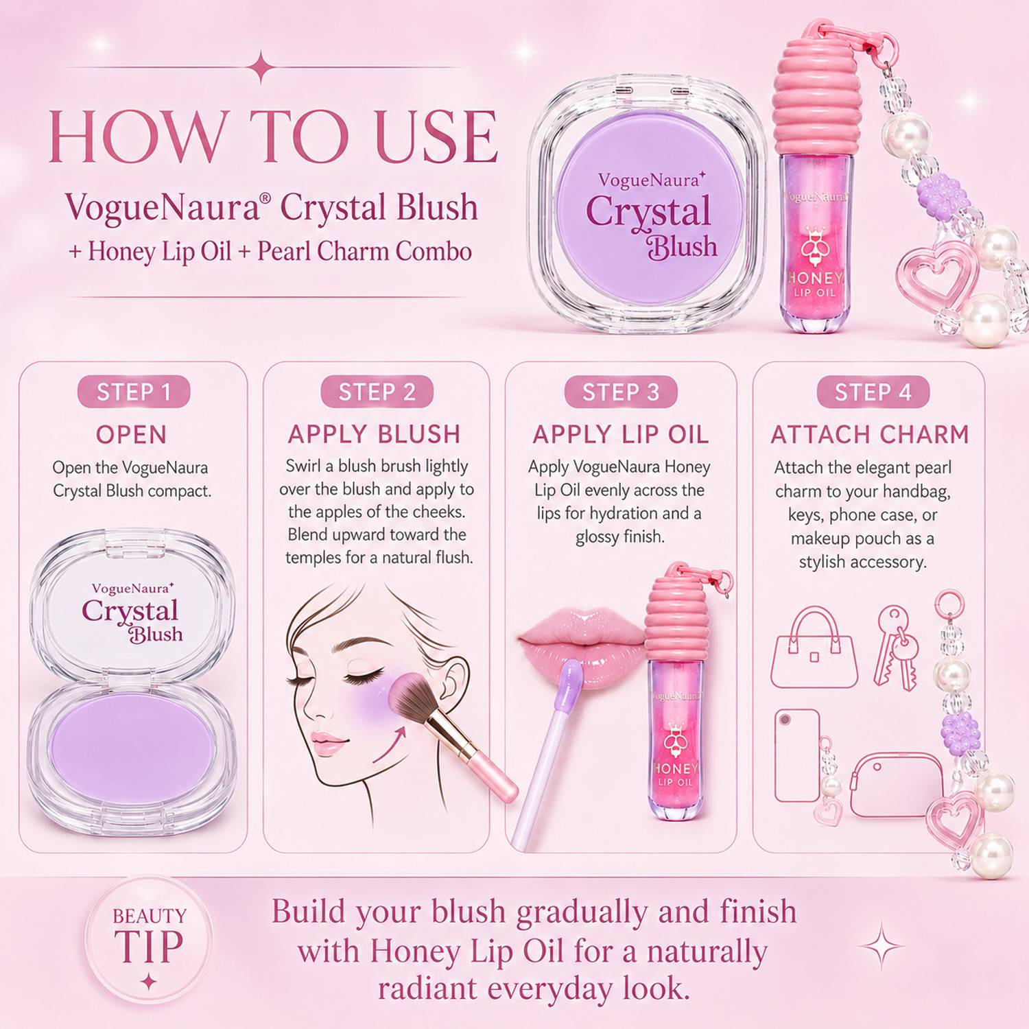 vogueNaura Crystal Bloom Duo Blush & Shine Kit - Image 2