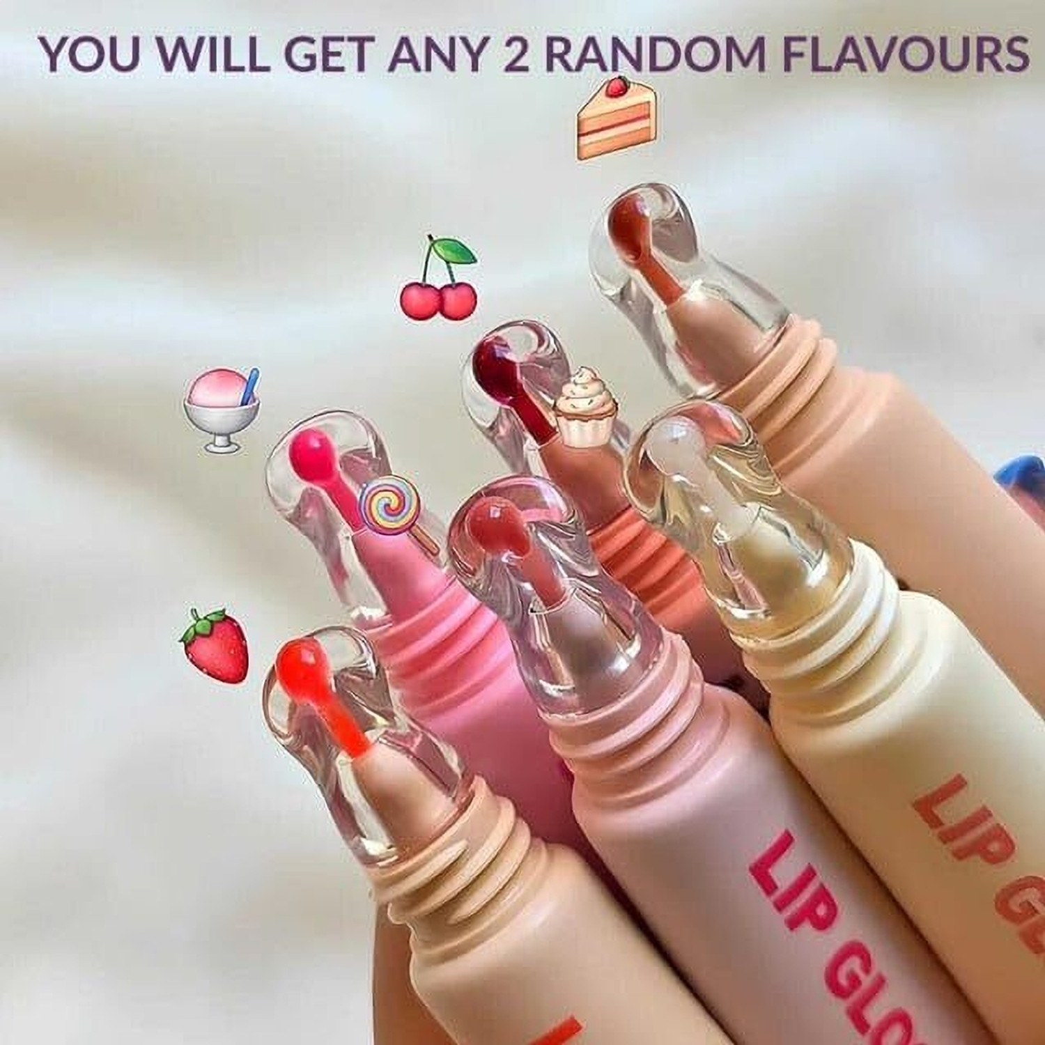 Image of beinina Fruit Jelly Crystal Clear Waterproof & Long Lasting Lip Gloss Lipstick Set 2 Pc