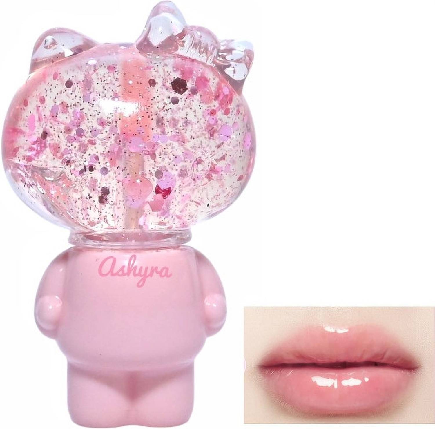 Ashyra Lip Gloss Bear Bottle – Soft Pink Tint with Glossy Finish (Pack of 1)